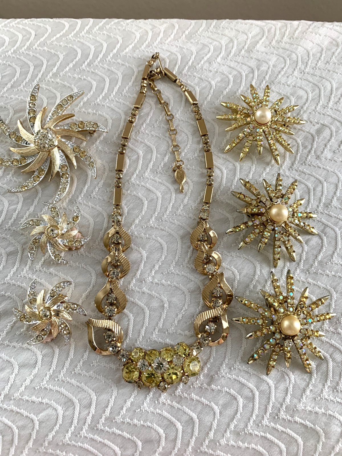 Vintage Sarah Coventry Jonquil Necklace, Evening Comet Set~Emmons Rhinestone Set