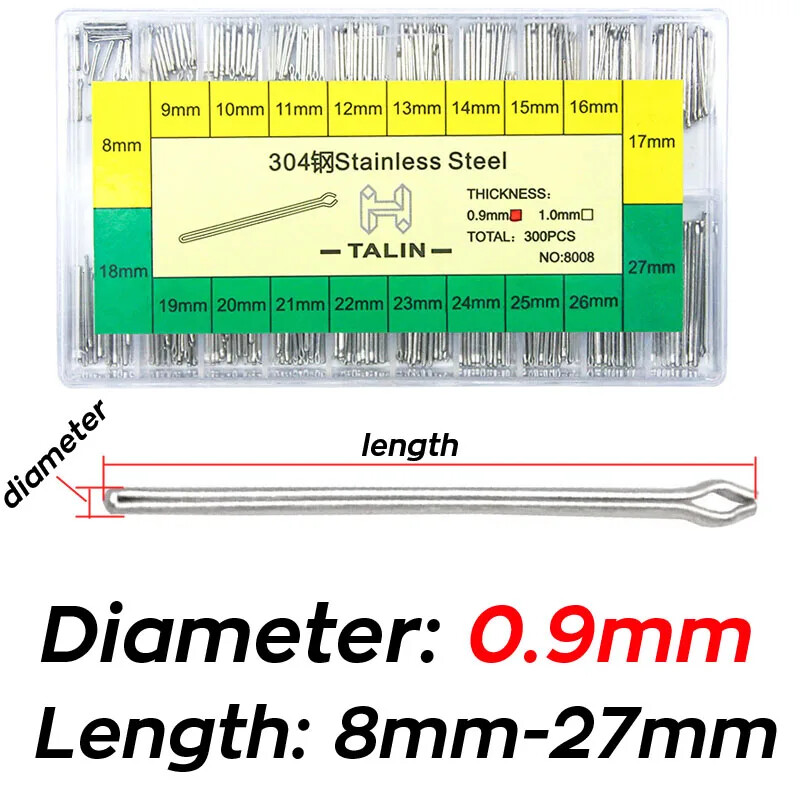 300PCS Watch Band Split Link Bars 0.8 0.9 1.0mm Strap Hairpin 7.5mm 21 22 -27mm