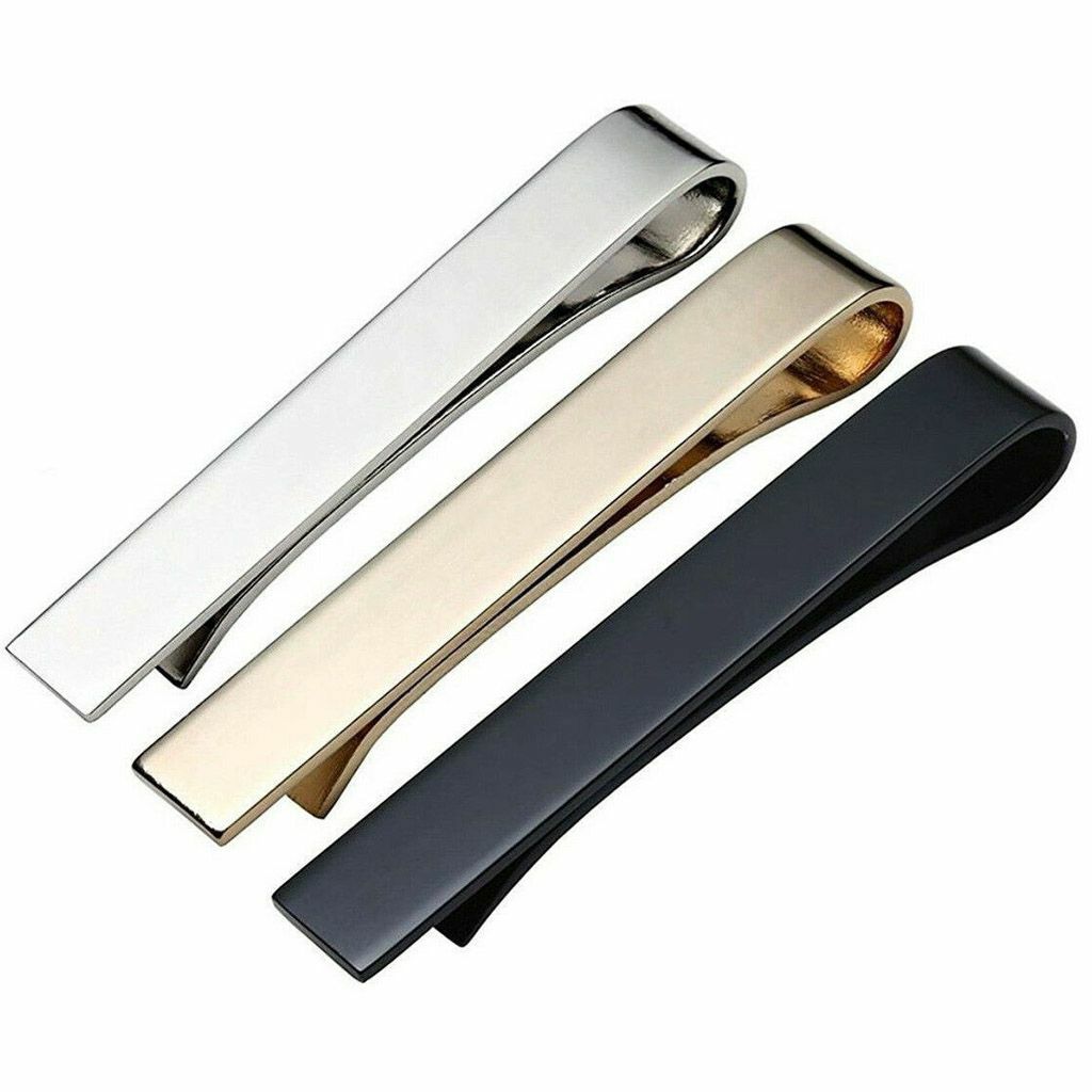 Mens Stainless Steel Tie Clip Necktie Bar Clasp Clamp Pin Gold Black Silver USA
