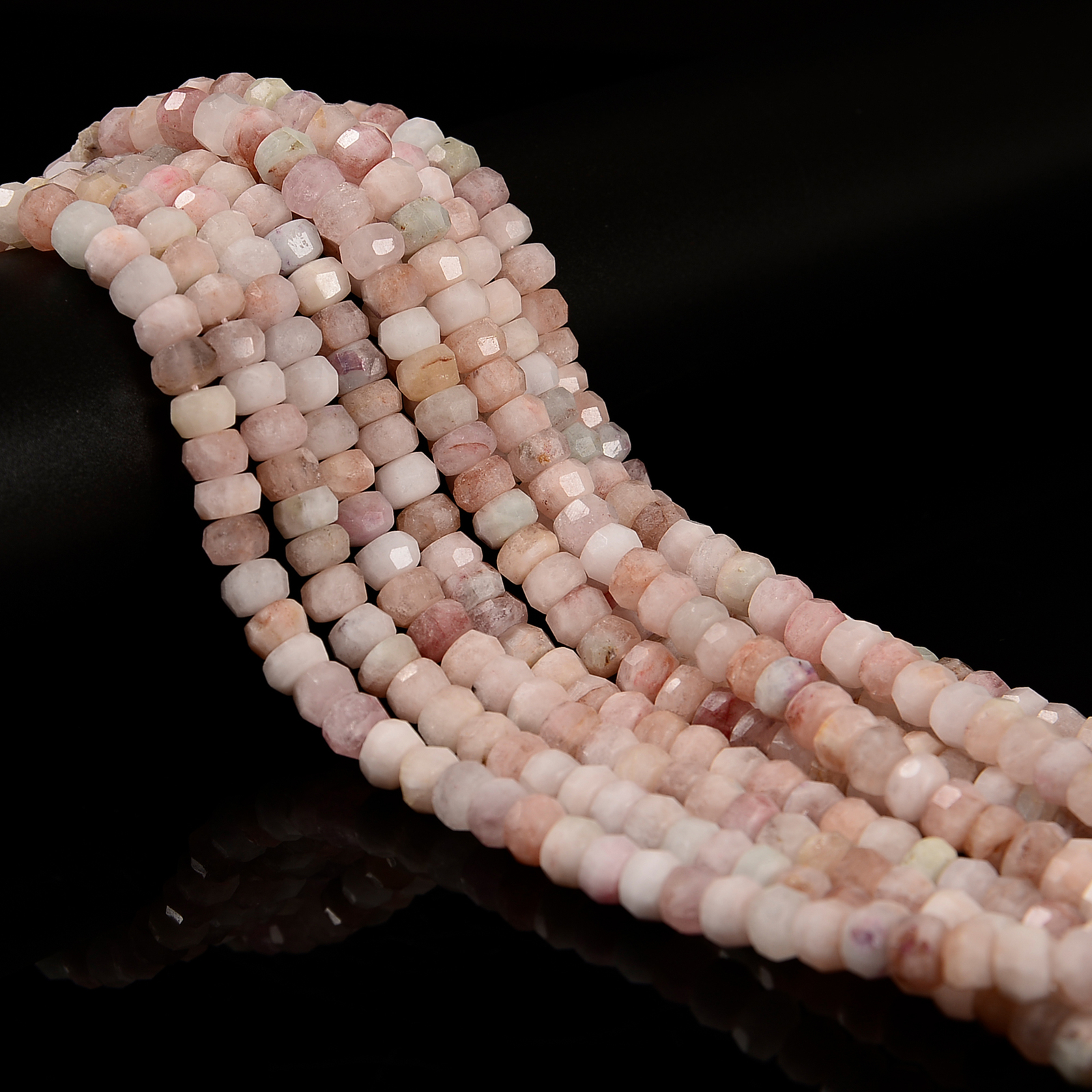 Pink Morganite Faceted Rondelle Wheel Disc Beads Size 4-5x7mm 6x8mm 15.5”Strand