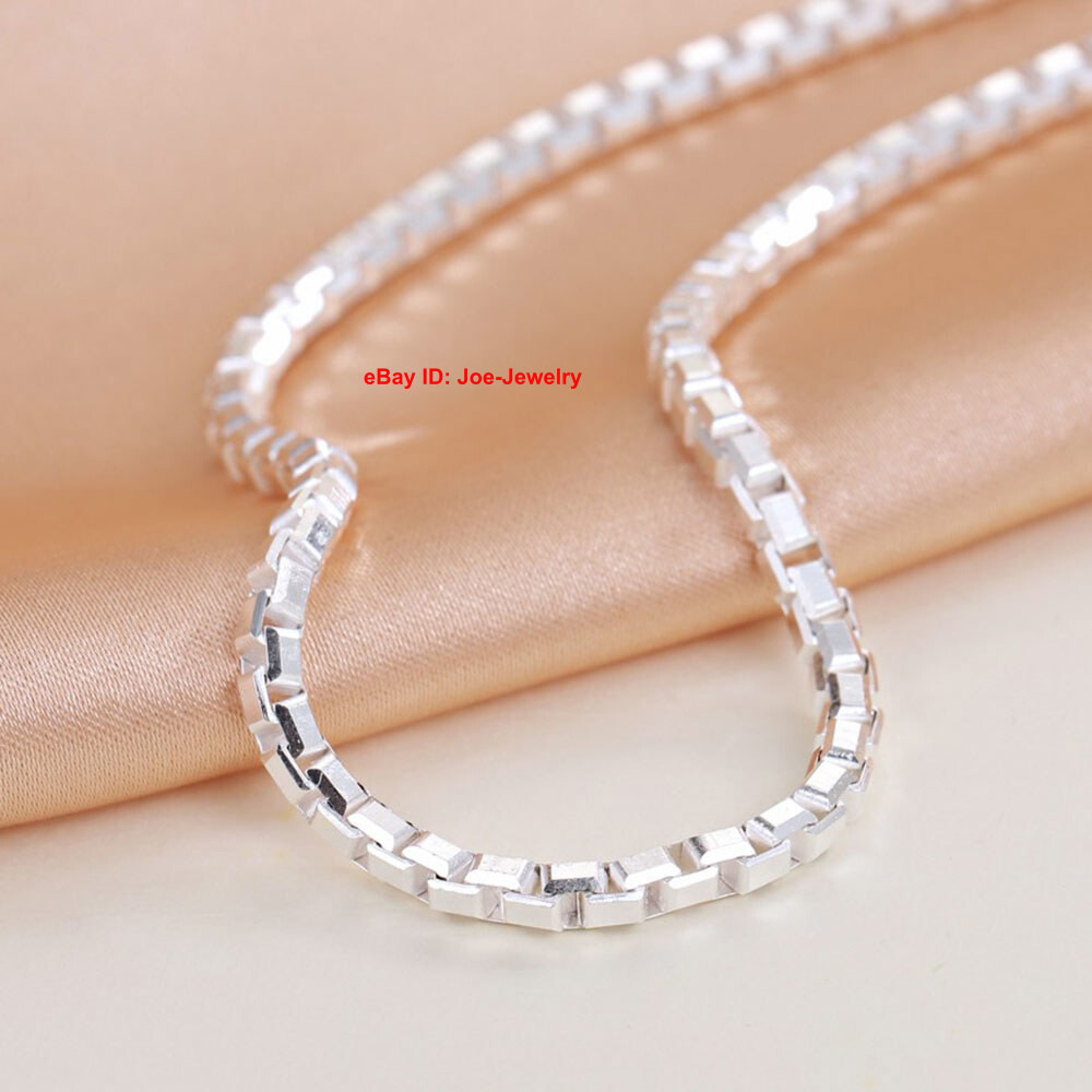 Solid 999 Fine Silver Necklace 3MM Box Link Women Men Chain 30-32g 28inch