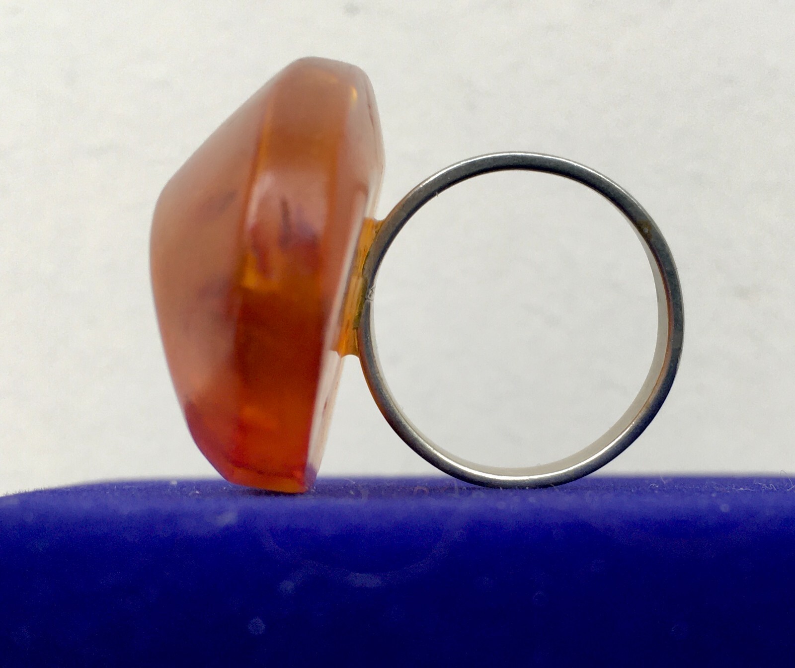 Ring made of Natural Amber Cupronickel USSR period Size 8 18.25 mm 8.86 gr