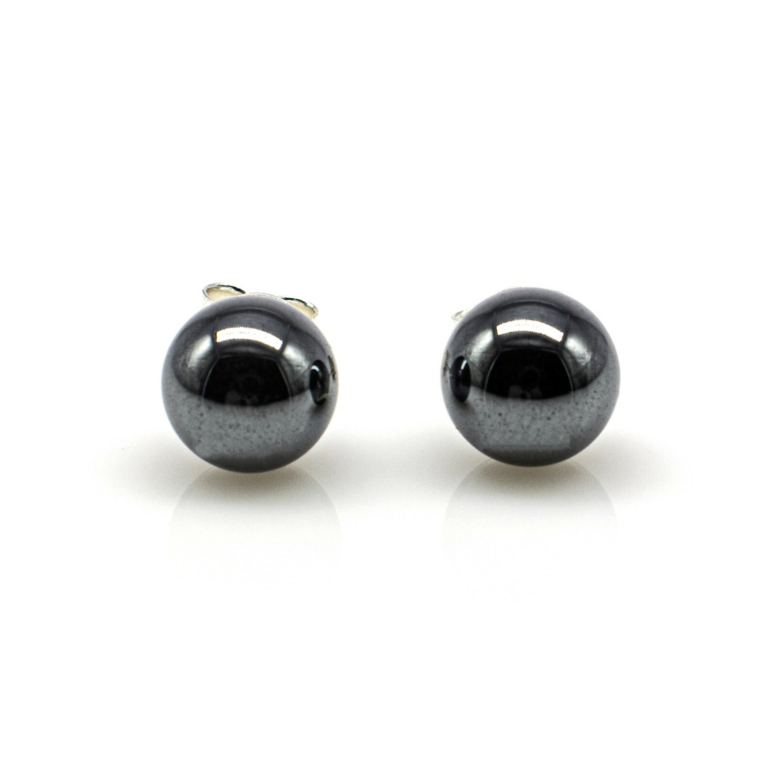 925 Sterling Silver Hematite Pearl Earring 8mm