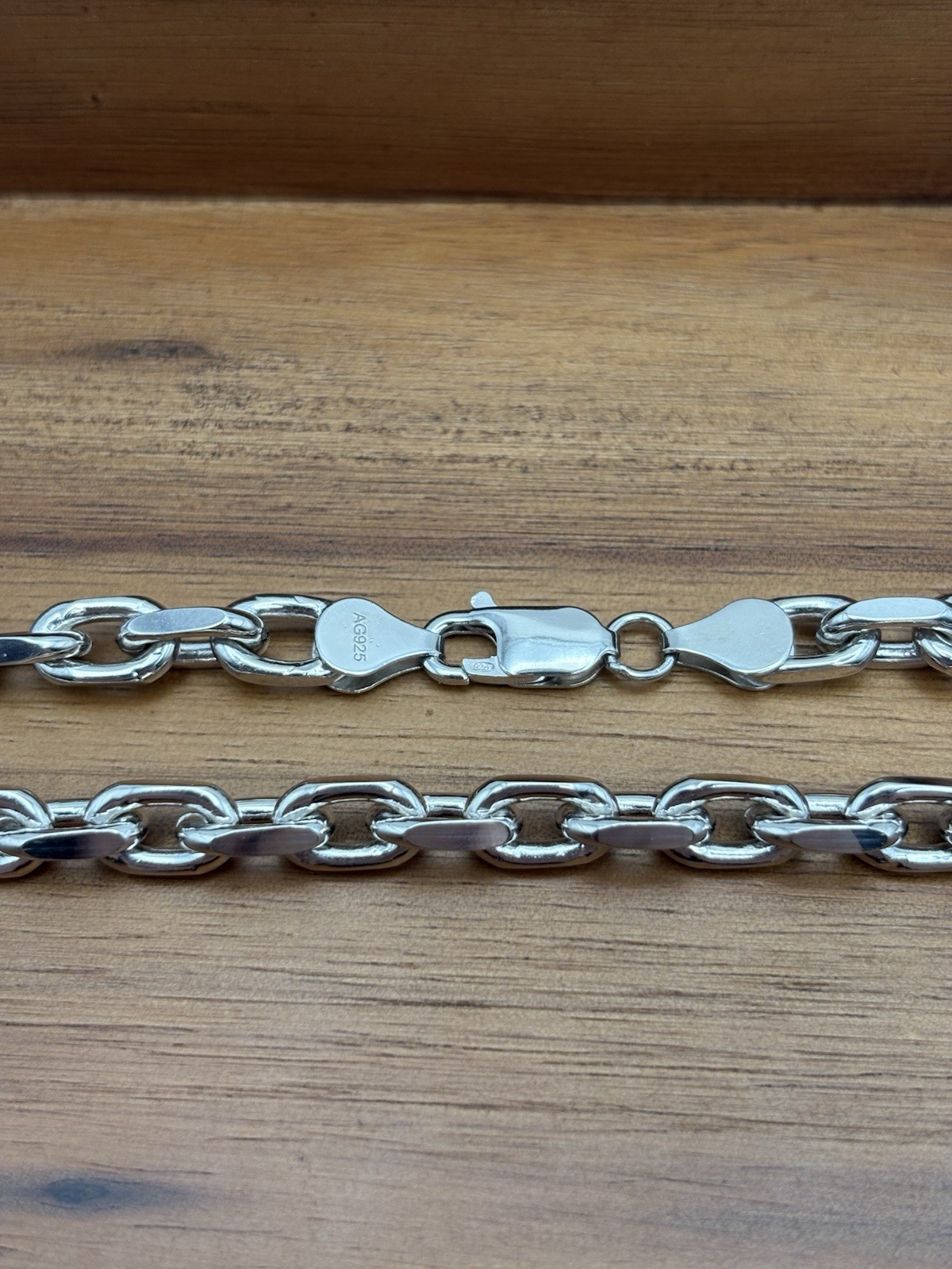 20 INCH 6MM STERLING SILVER HERMES CABLE ANCHOR LINK CHAIN RHODIUM 50.9G 925