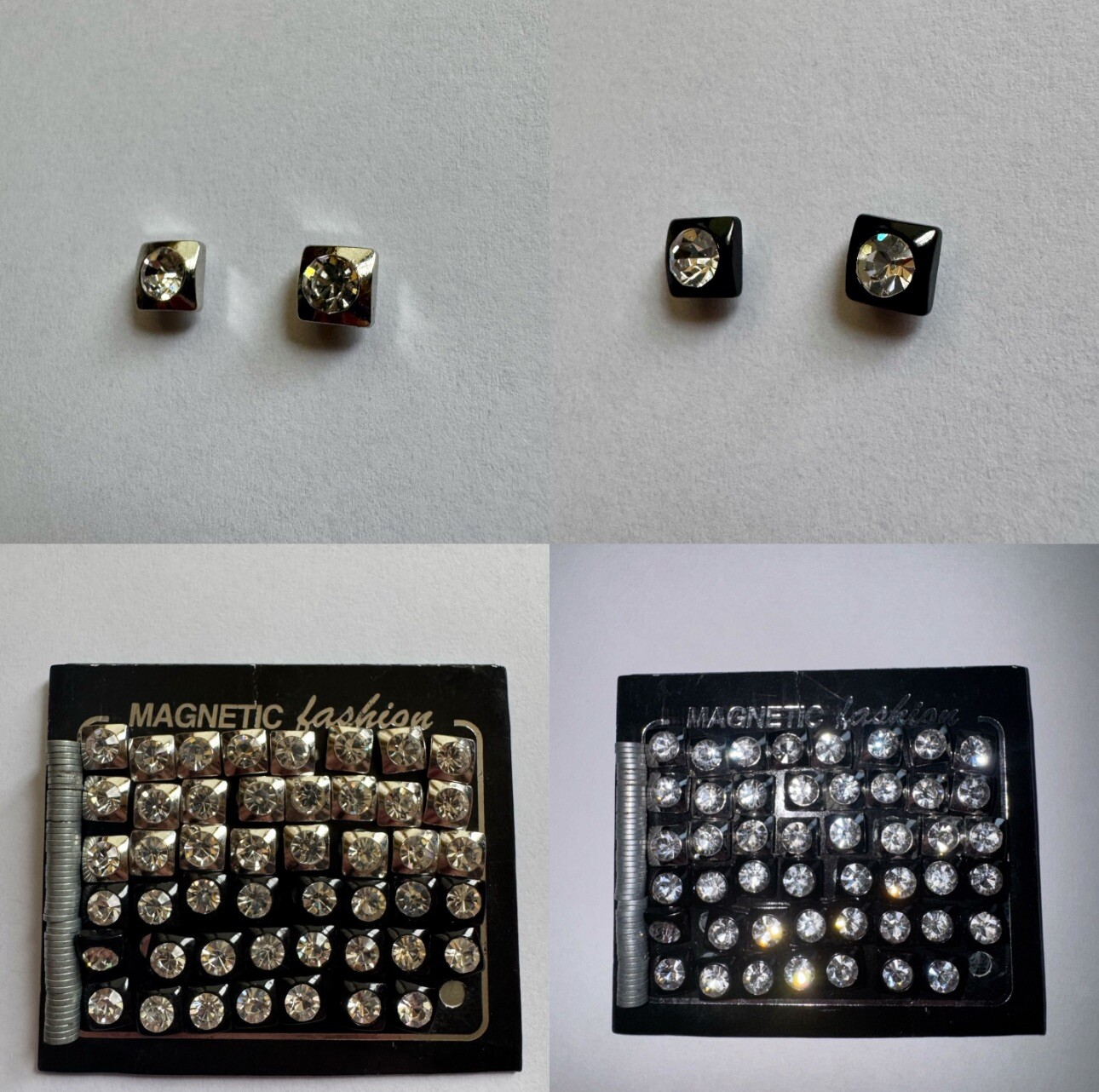 Magnetic Earring 2 Pairs (Black and White)