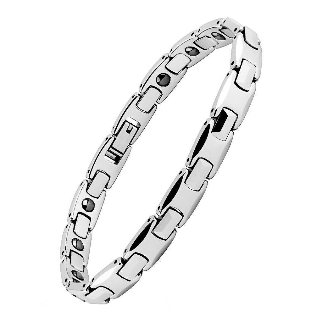 Traditional Faceted Link Tungsten Bracelet Magnetic Modern Bling Wristband
