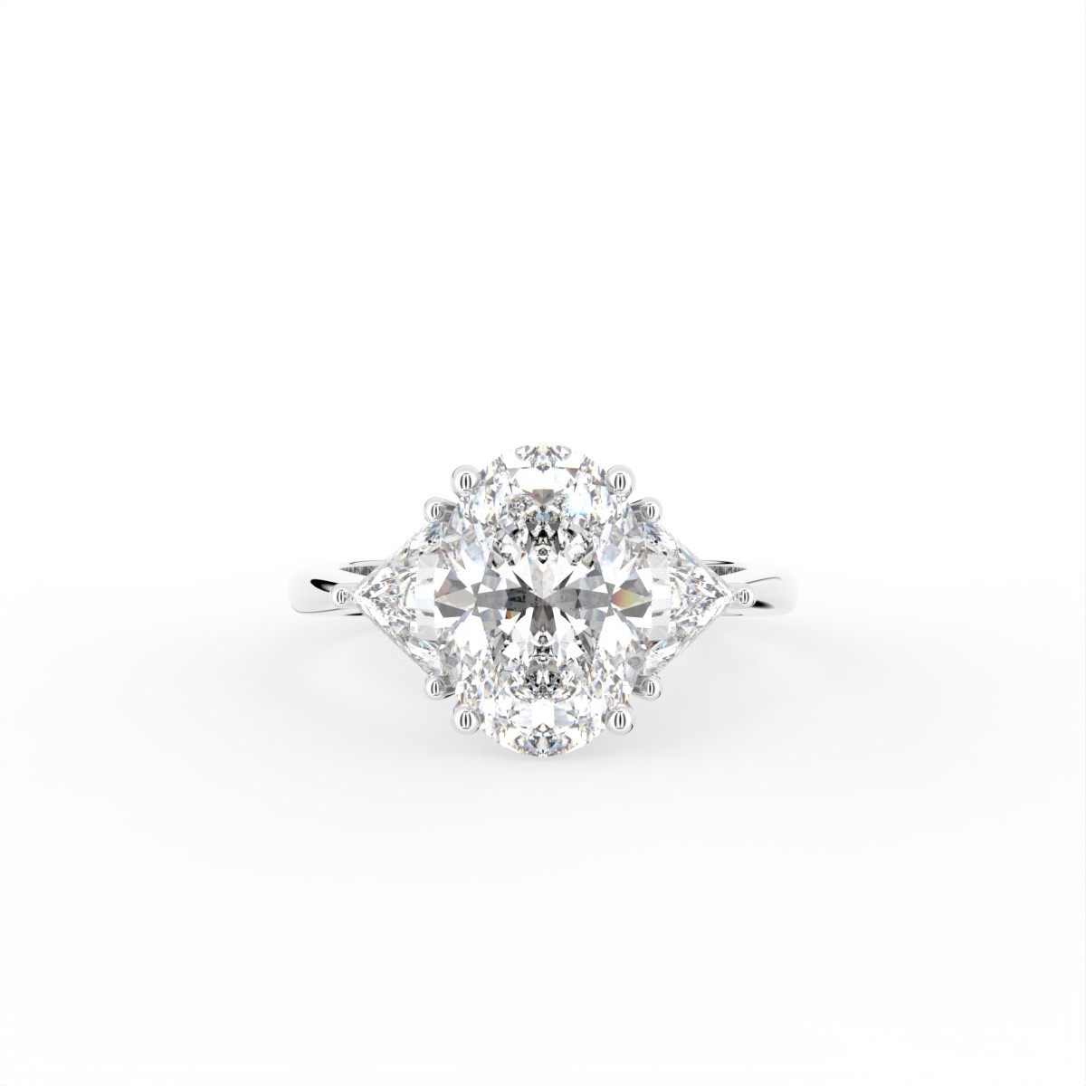 3.97ct E Oval Lab Grown Diamond Engagement Ring 18K Yellow Gold IGI Certified