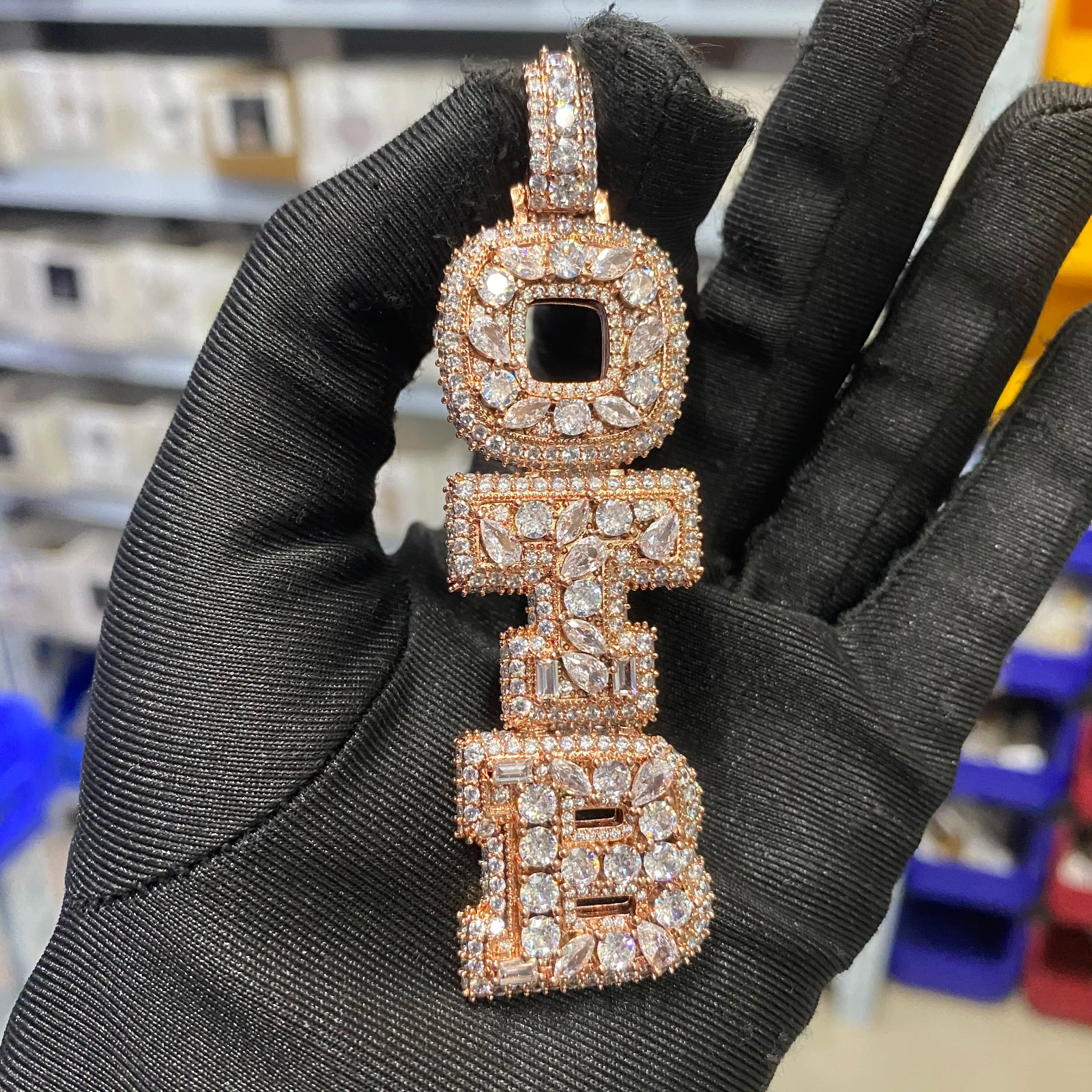Iced Out Letter Pendant Nameplate Multicolor CZ Hip Hop Bling Necklace Gift NEW