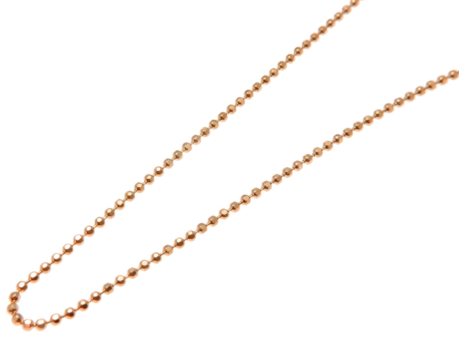 1.2MM ROSE PINK GOLD ITALIAN SILVER 925 DIAMOND CUT BEAD BALL CHAIN NECKLACE 18″