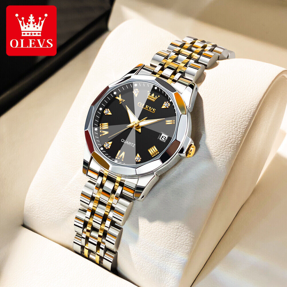 OLEVS Quartz Watch Calendar Stainless Steel Waterproof Women’s Wristwatches Gift
