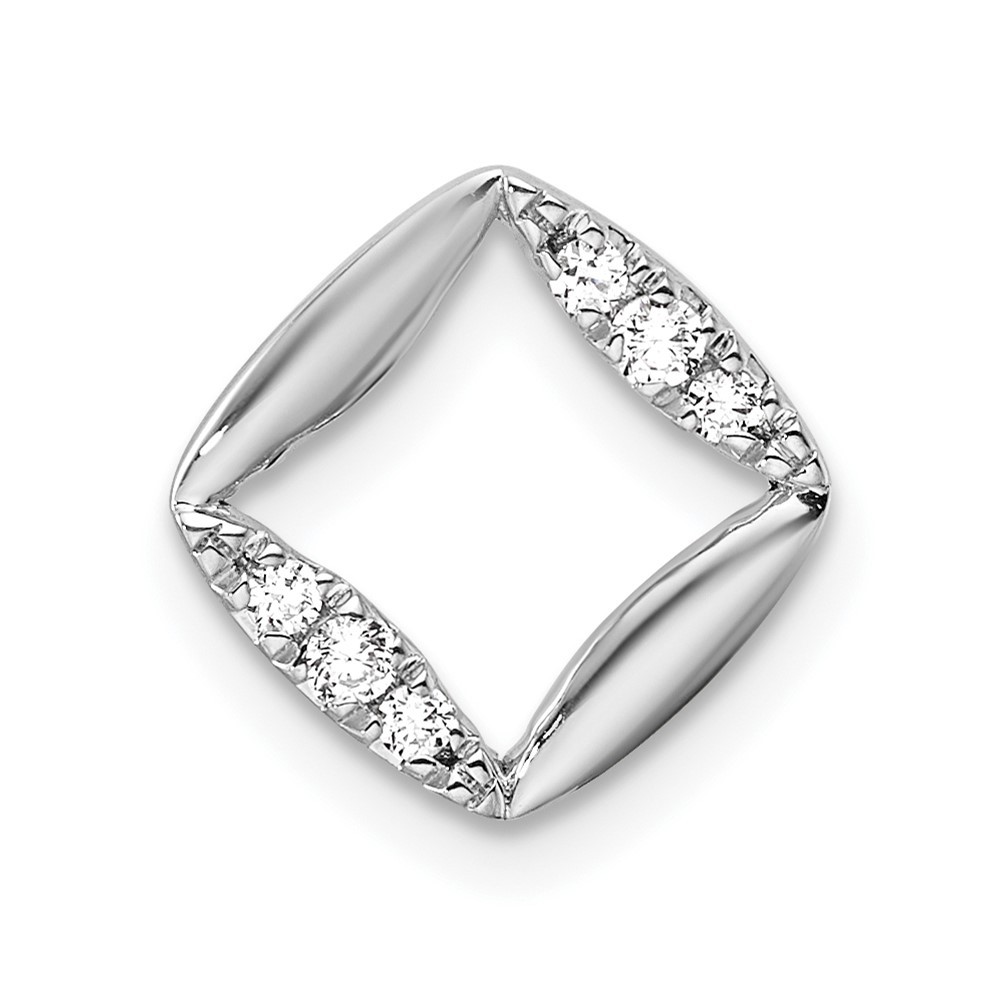 14k White Gold 1/15 Ct Round Lab Grown Diamond VS/SI+ G+ Square Fancy Pendant