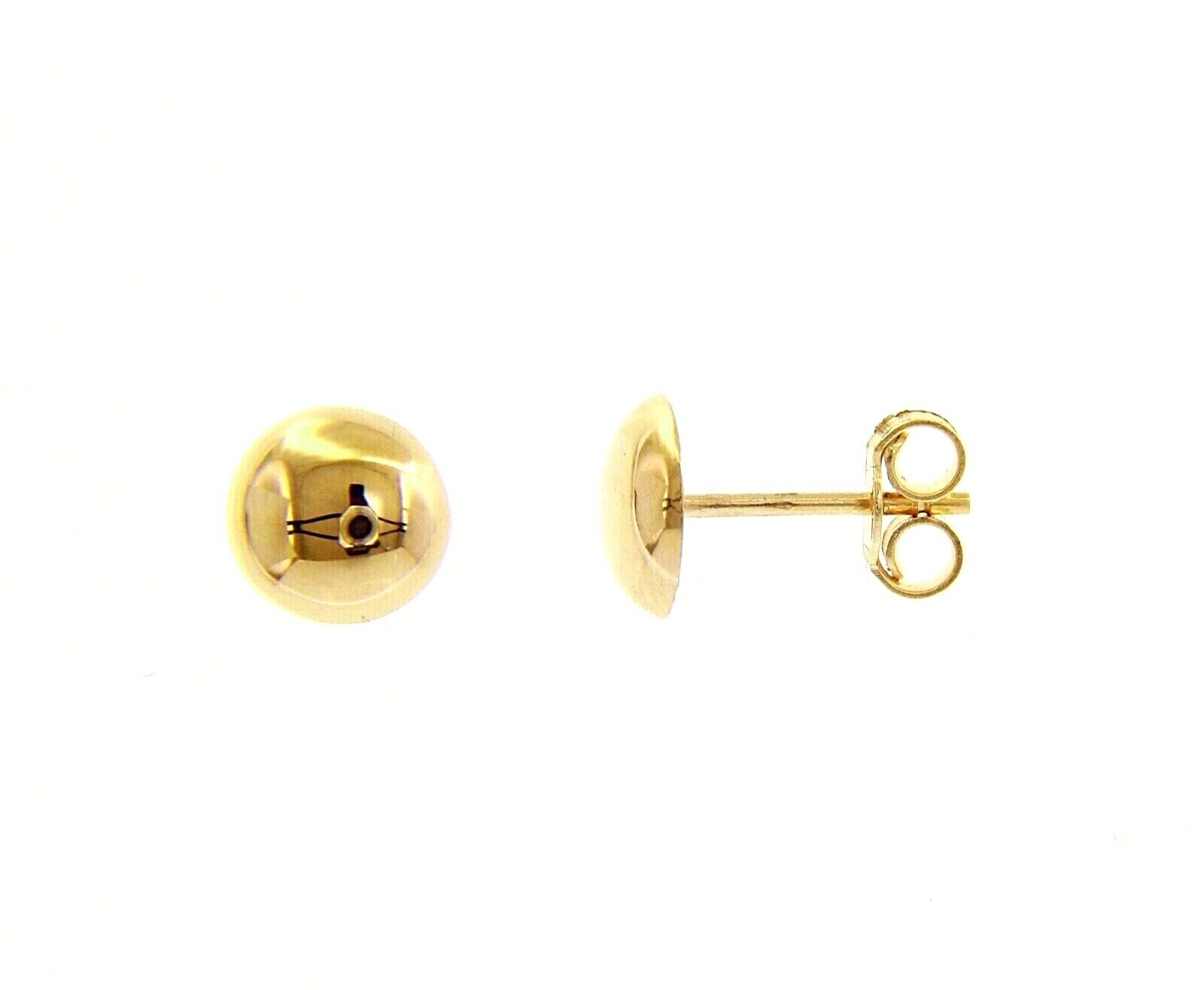 18K YELLOW GOLD EARRINGS, FLAT HALF SPHERE, DIAMETER 8mm, 0.31″, MADE IN ITALY