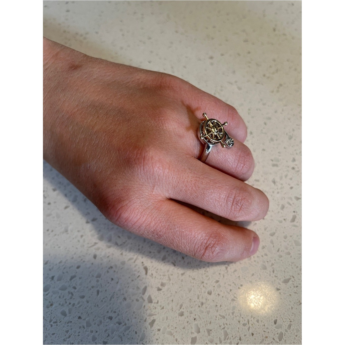 Zirconia Rhinestone Spinner Fidget adjustable open Ring