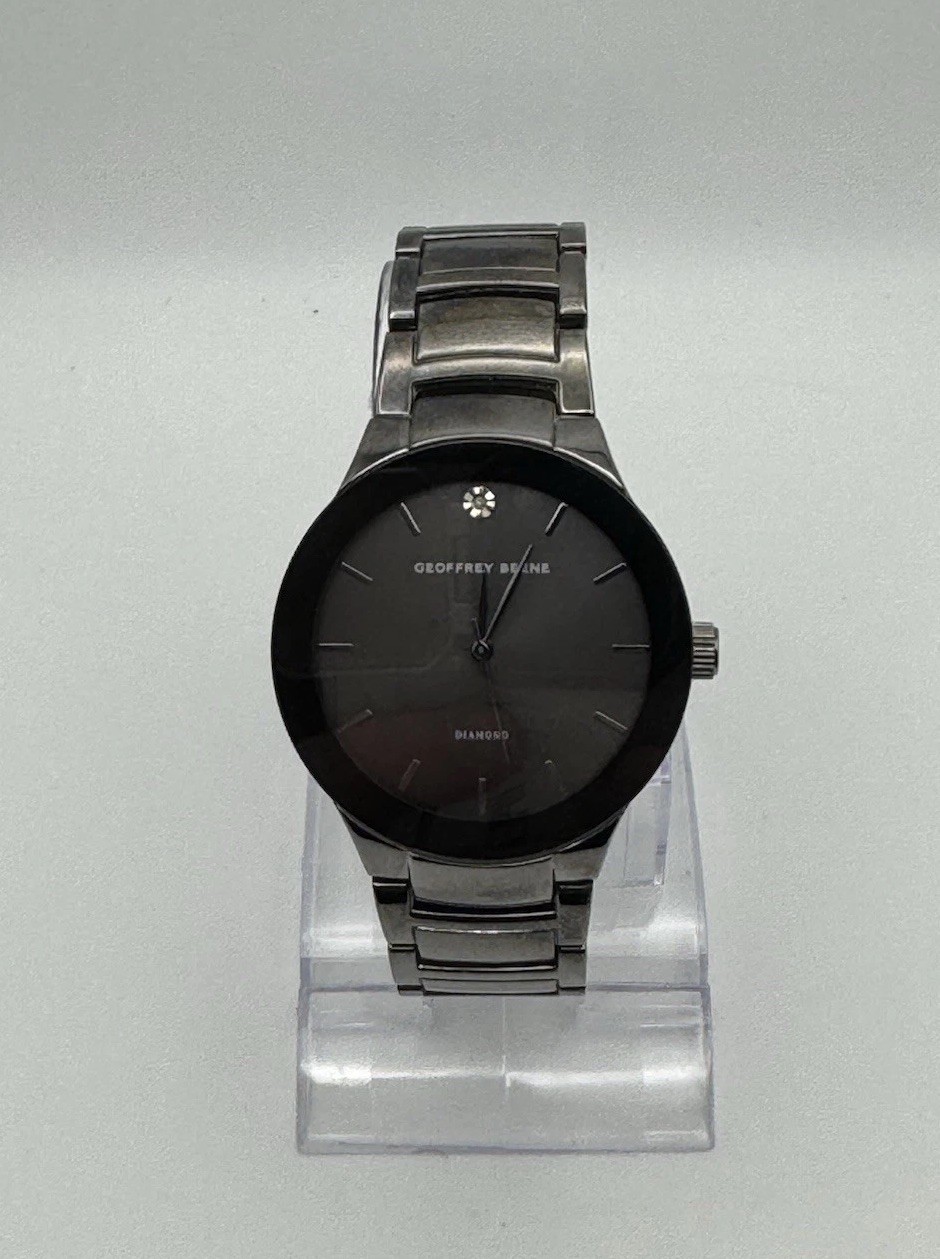 Geoffrey Beene Black Diamond Watch GBA0005GU Stainless Steel Brand