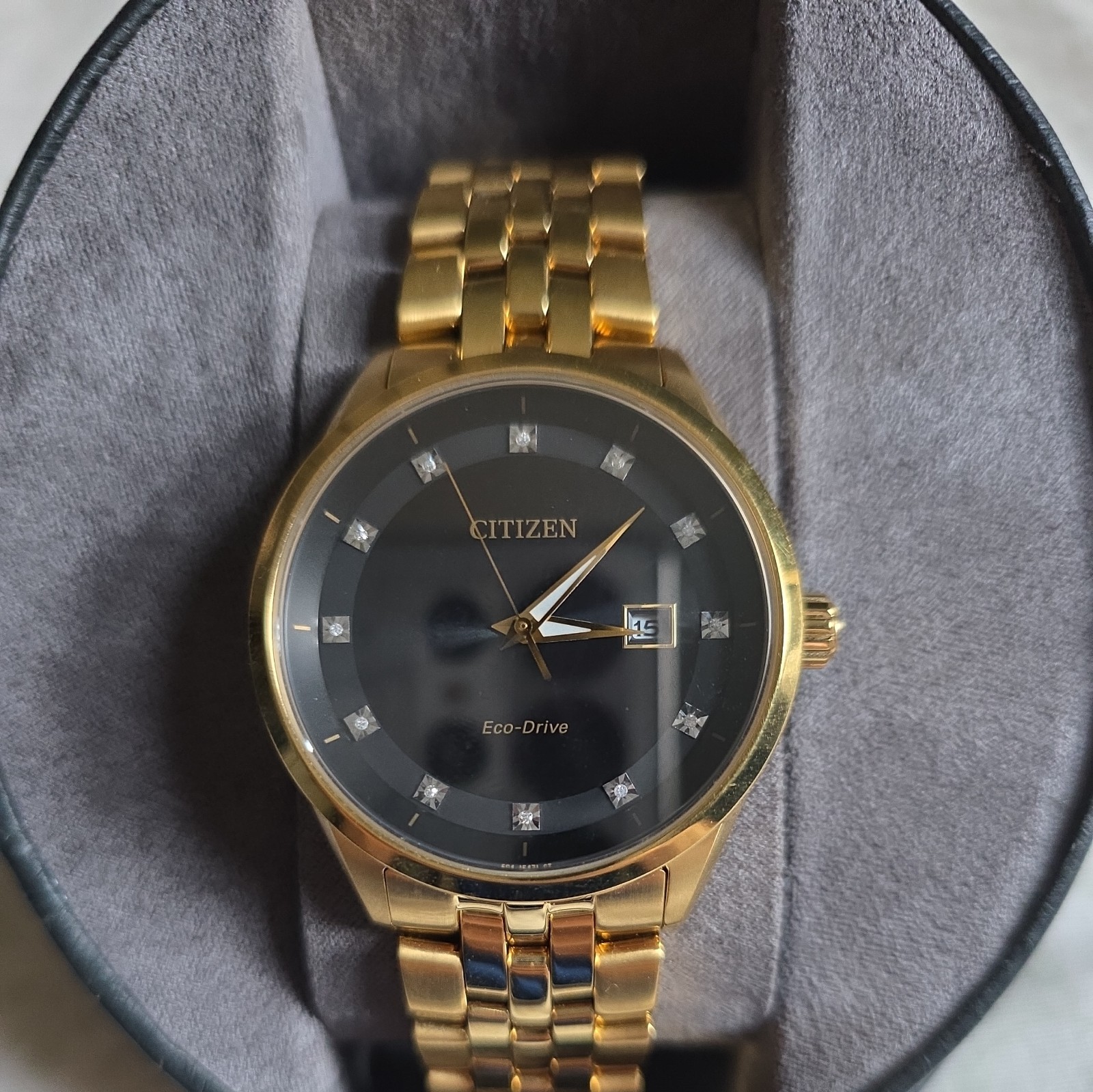 Citizen Eco-Drive E111-R007301 St.Steel Black Gold 100M Solar Mens Watch 38MM