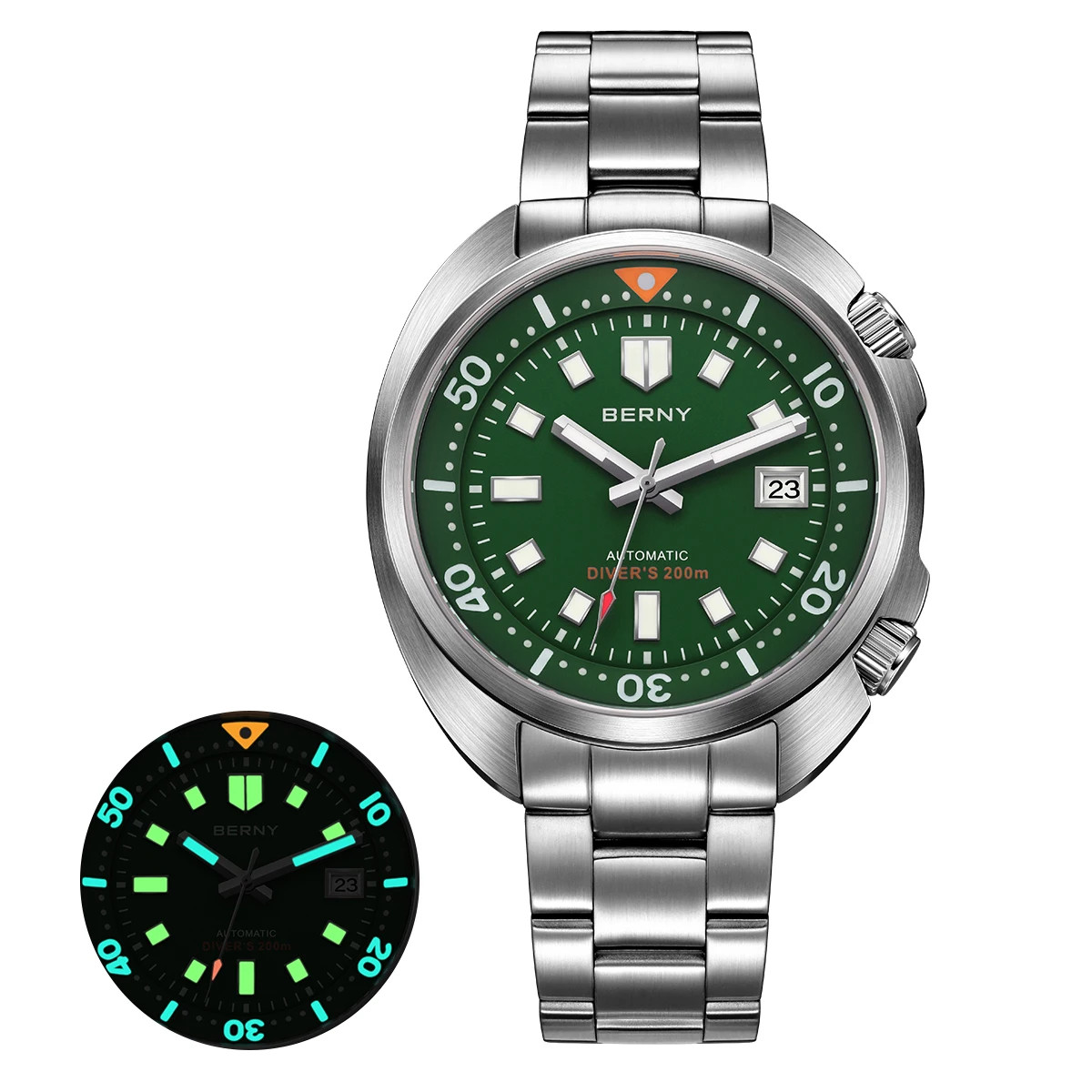 BERNY AM1970M Diver Watch Men Automatic Miyota 8215 20ATM Sapphire Luminous