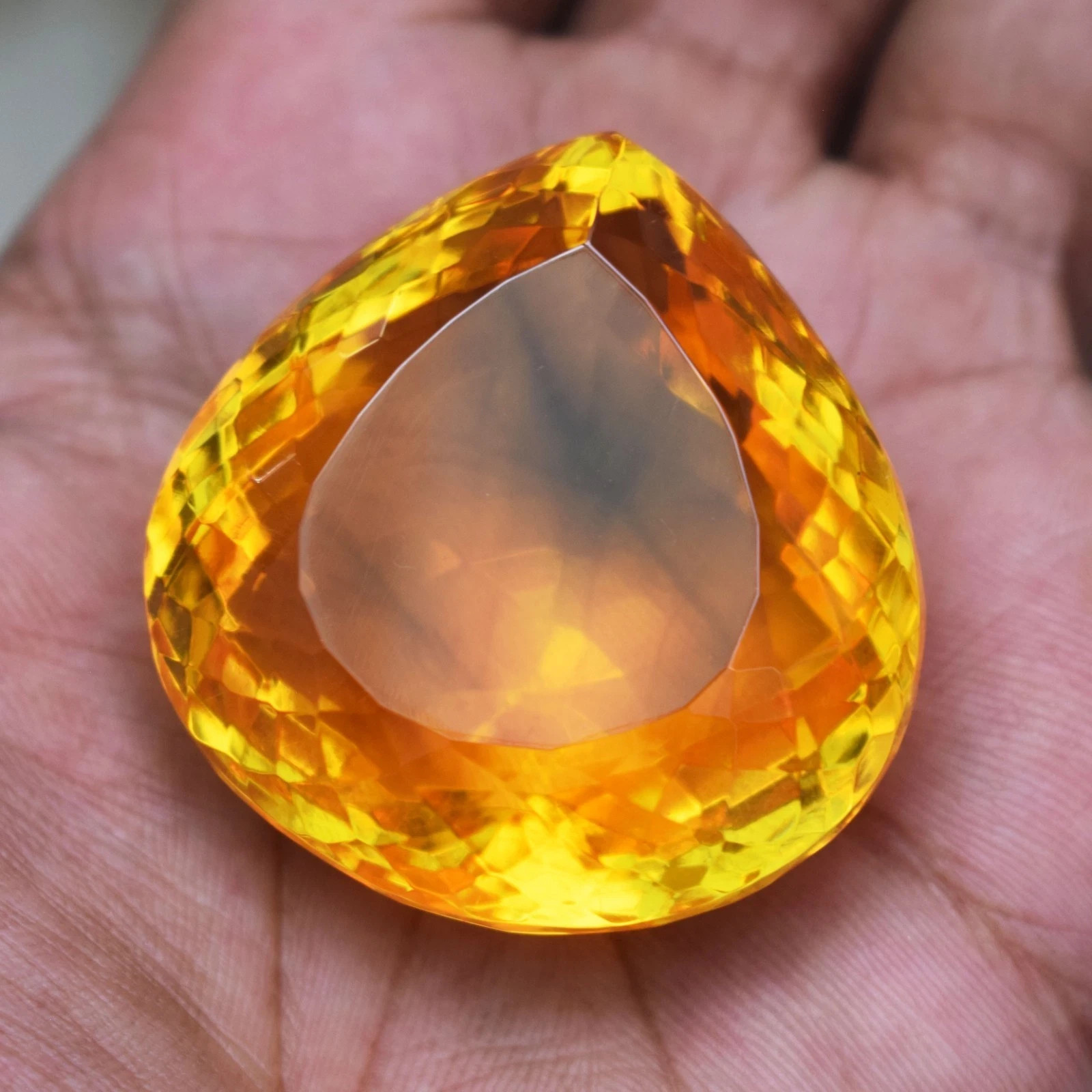 308.95 Carat Huge Yellow Orange Citrine Pear Cut Certified Loose Gemstone