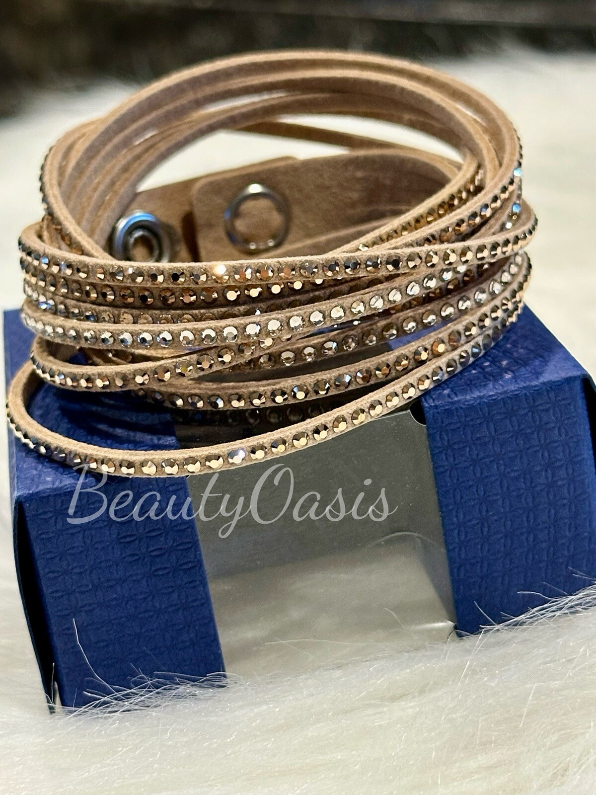 Swarovski Deluxe Slake Crystal Leather Wrap Bracelet, Choose Color (cc-104)