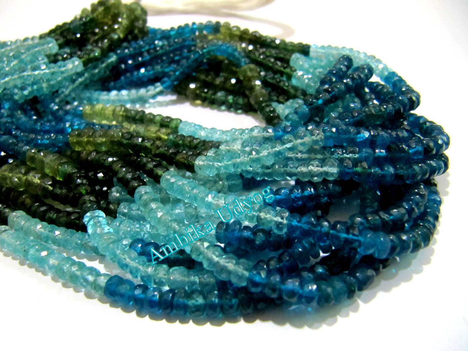 Natural Multi Apatite Beads Rondelle Faceted, approx. 3-5mm Size Strand 14″ long