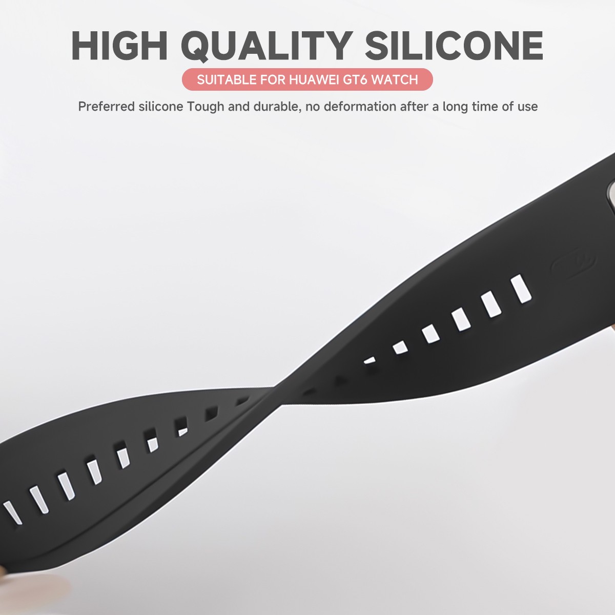 22mm Soft Breathable Sporty Silicone Watch Band Quick Release Replacement Strap