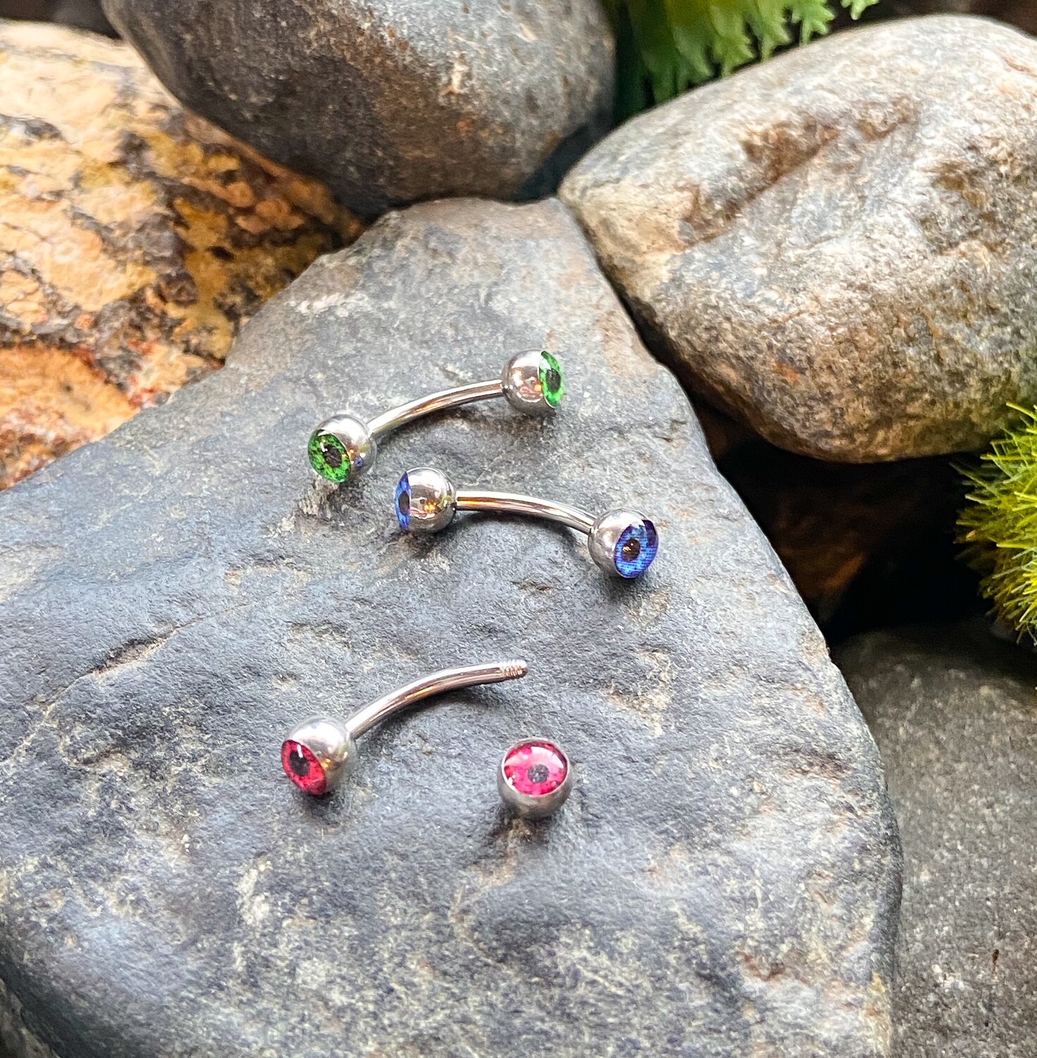 1pc Eyeball 316L Surgical Steel Eyebrow Ring Curved Barbell Eye Ball 16g 5/16″