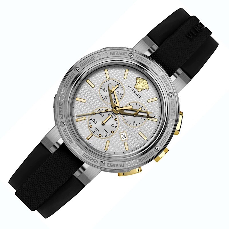 VERSACE WATCH STRAP, VE2H , BLACK RUBBER , TONGUE BUCKLE STRAP , VERSACE STRAP