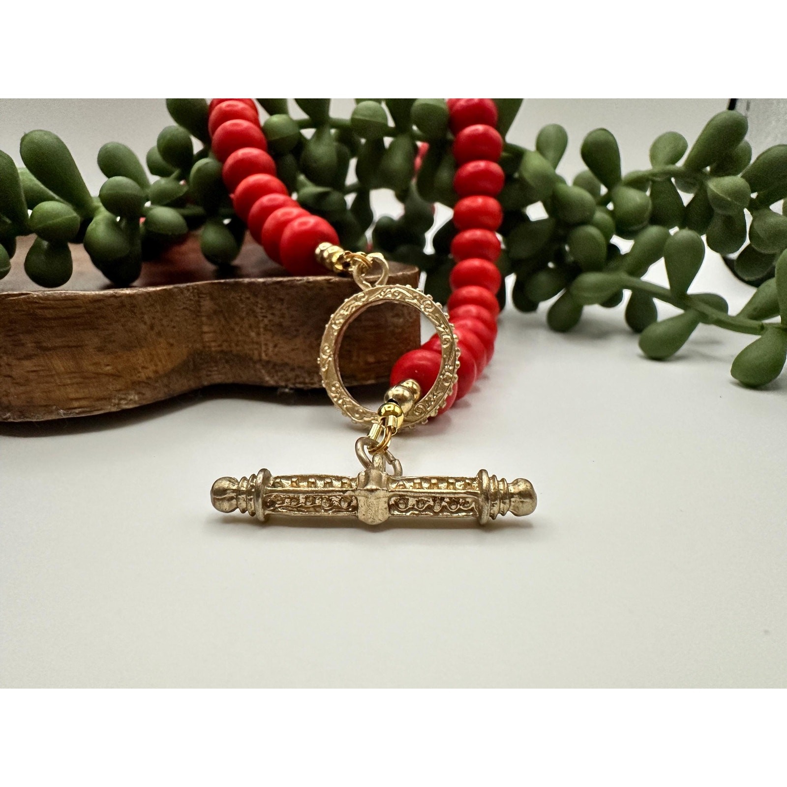 Red Howlite Beaded Necklace | Handmade Jewelry | One of a Kind