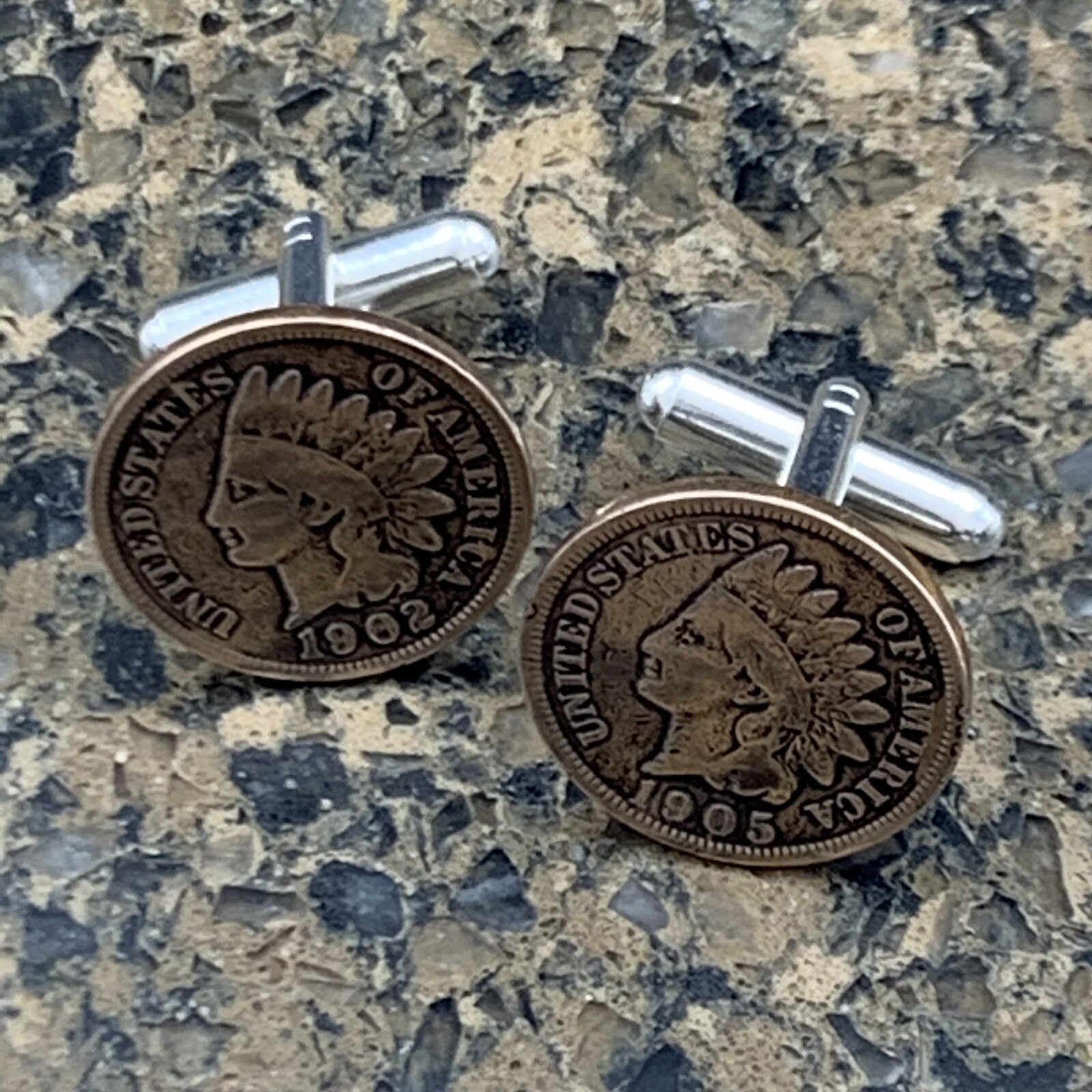 New Cufflinks Antique Vintage Indian Head 100 Year Penny Coin Currency Americana