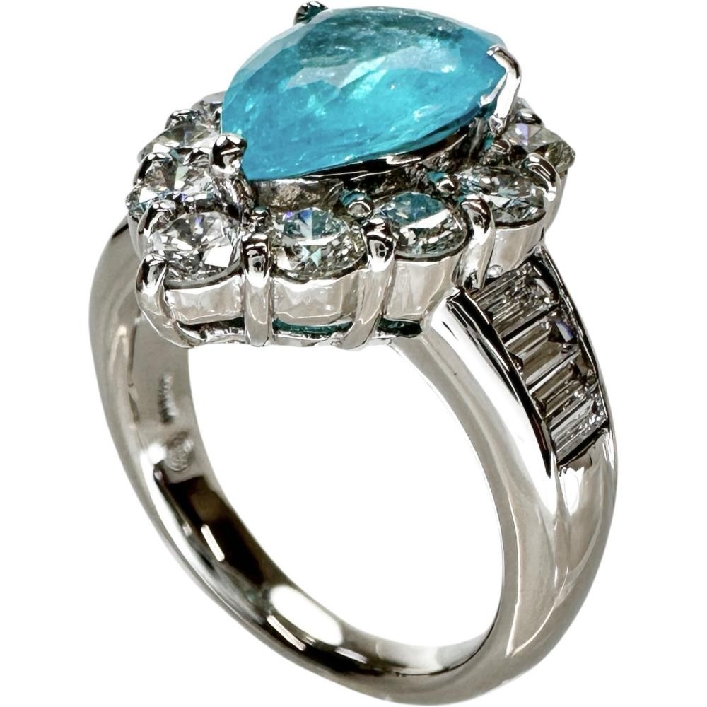 US 6.8 Mitsukoshi Paraiba tourmaline from Mozambique 2.60ct diamond 1.83ct R…