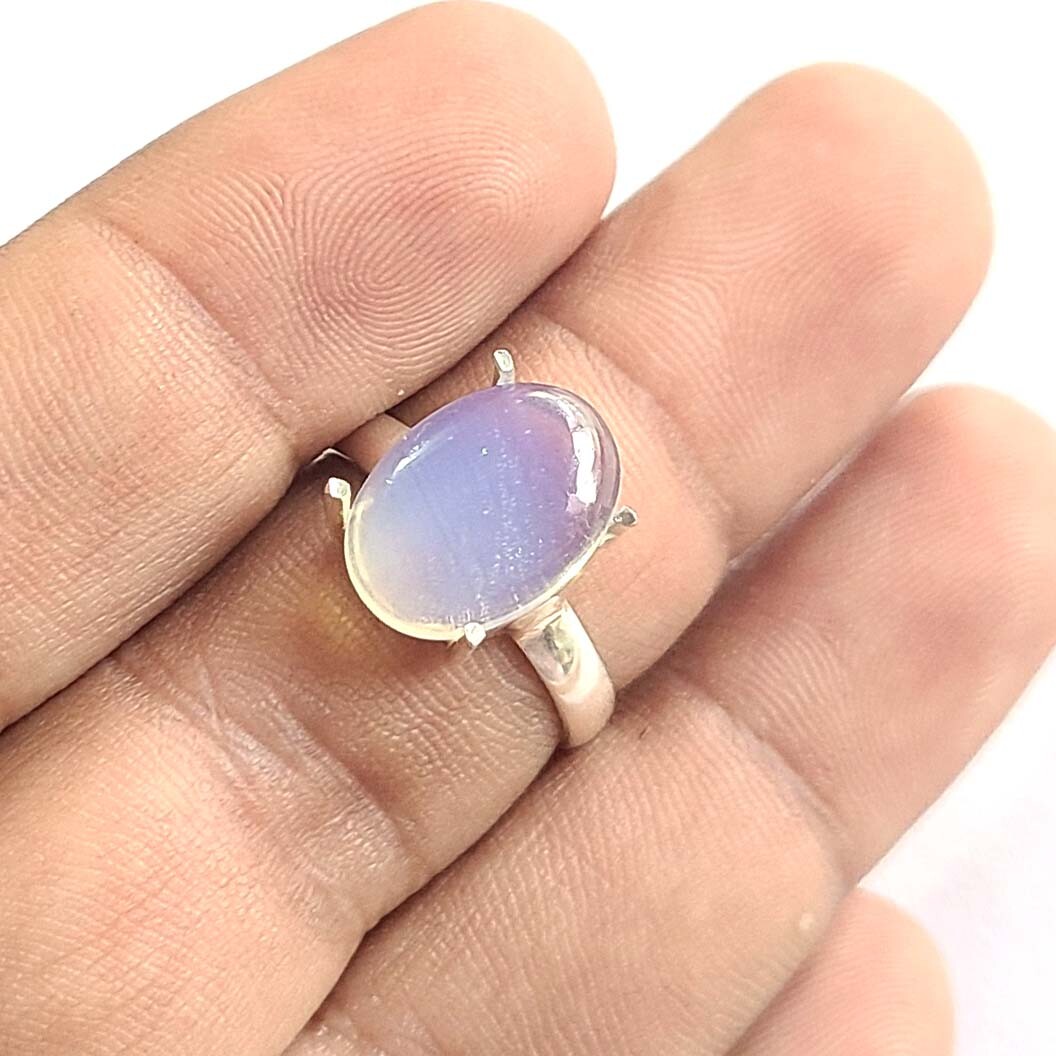 Blue Opal Gemstone 925 Sterling Silver Handmade Fine Ring All Size Available