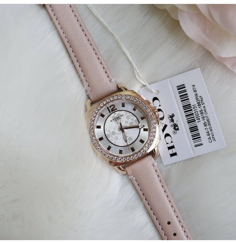 NWB 14503151 AUTHENTIC Coach Rose Gold Swarovski Crystal Woman Pink Watch 34mm