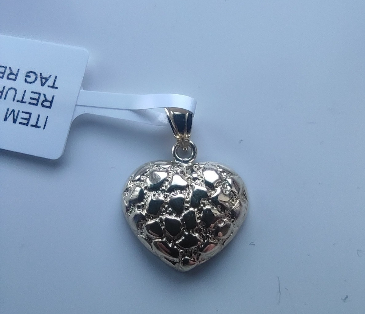 9K Yellow Gold “Textured Heart” Pendant, Pendant Only, No Chain.