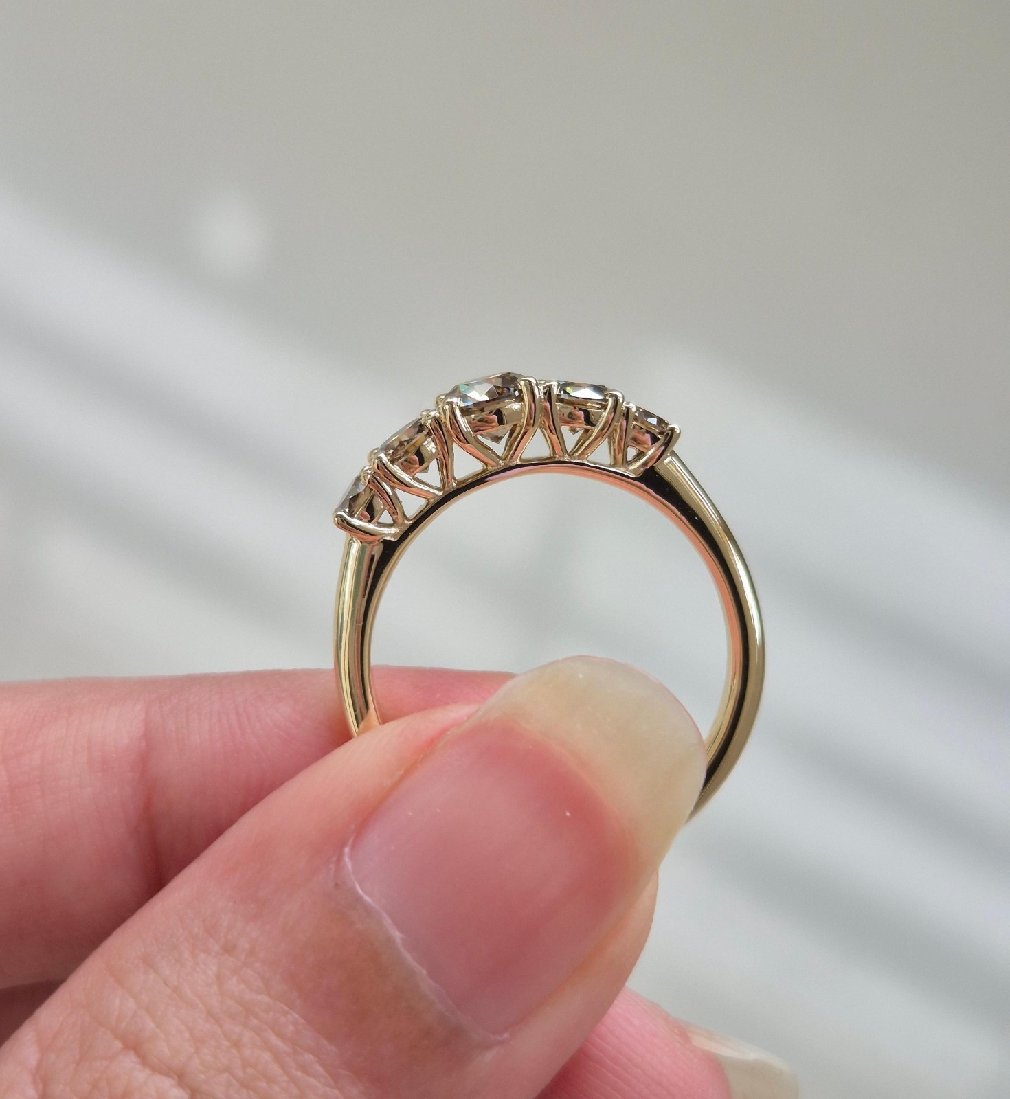 2.0CTW Round Cut Brown Moissanite Wedding Band 14k Yellow Gold Plated
