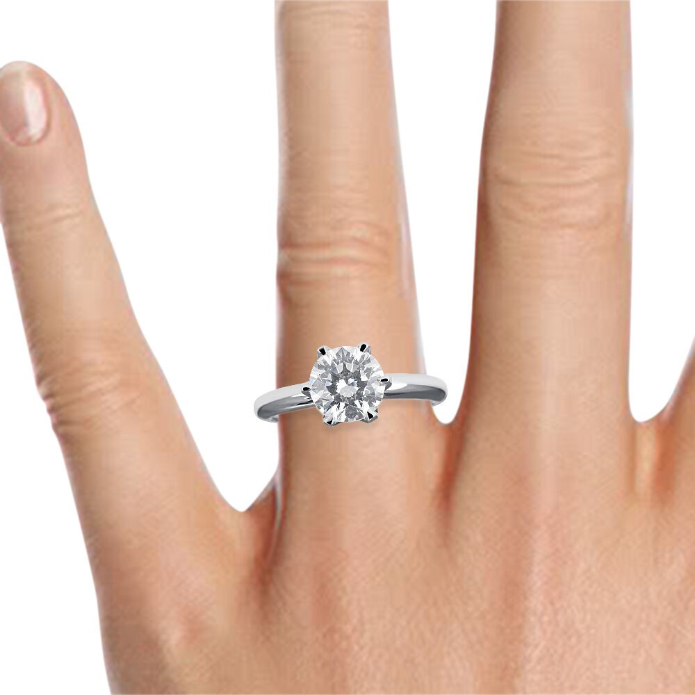 1/2 Carat Affordable Round Cut Diamond Engagement Ring E-F/SI1 14K White Gold