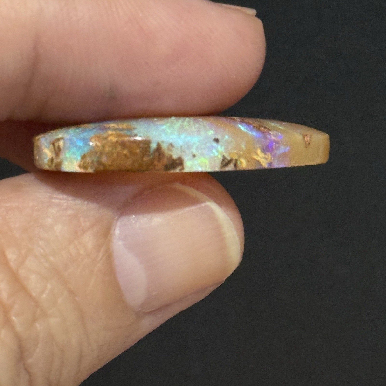 12.6ct 28.65×14.3×4.7mm Crystal Pipe Australian Boulder Opal Cabochon Gem