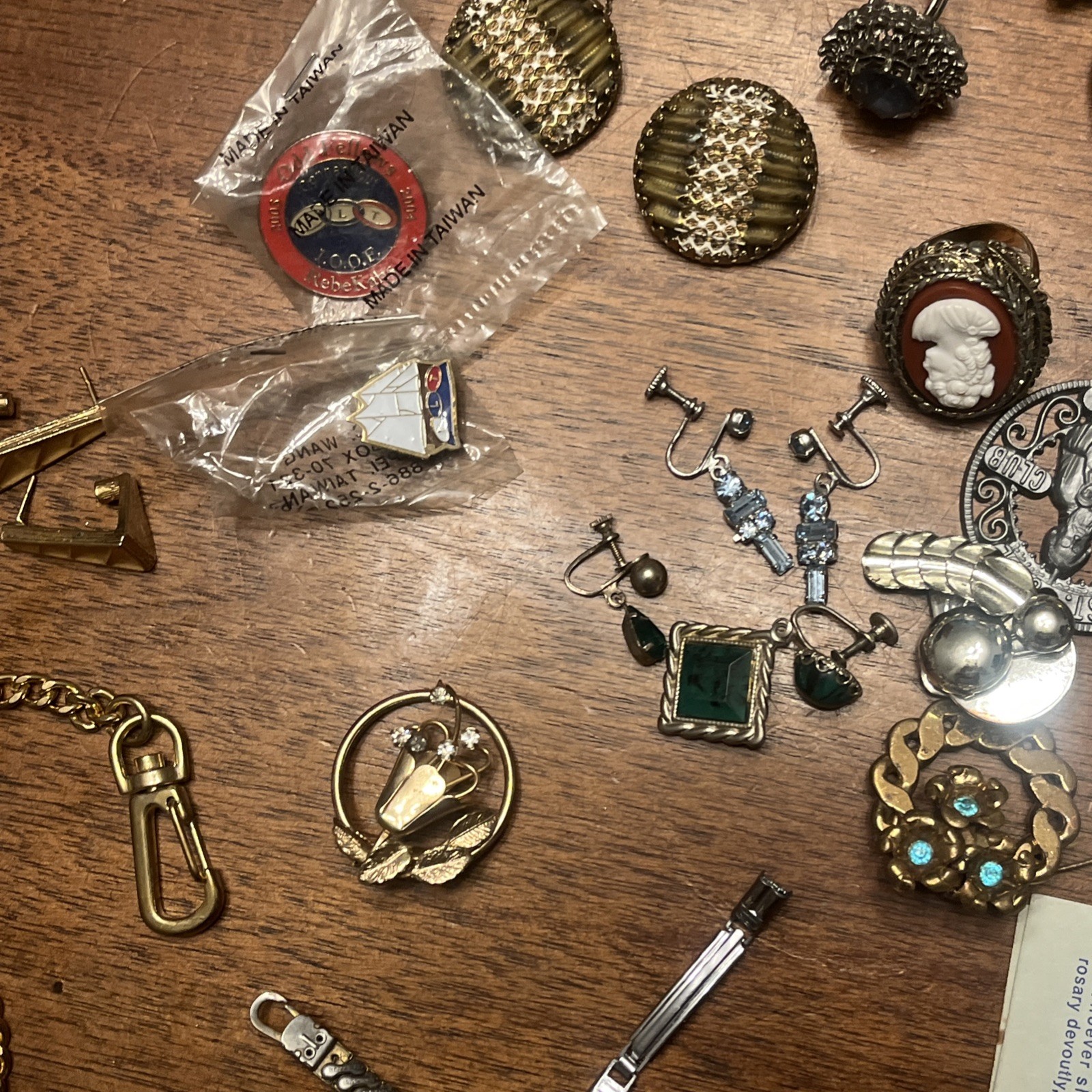 Vintage Estate Costume Jewelry LOT Timex CORO Watch & Earrings Melba Brass