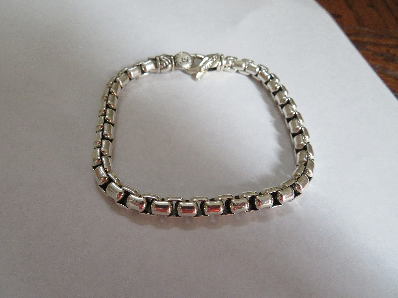 JAI John Hardy 5.3mm Sterling Silver 925 Round Box Chain Bracelet 7.5”