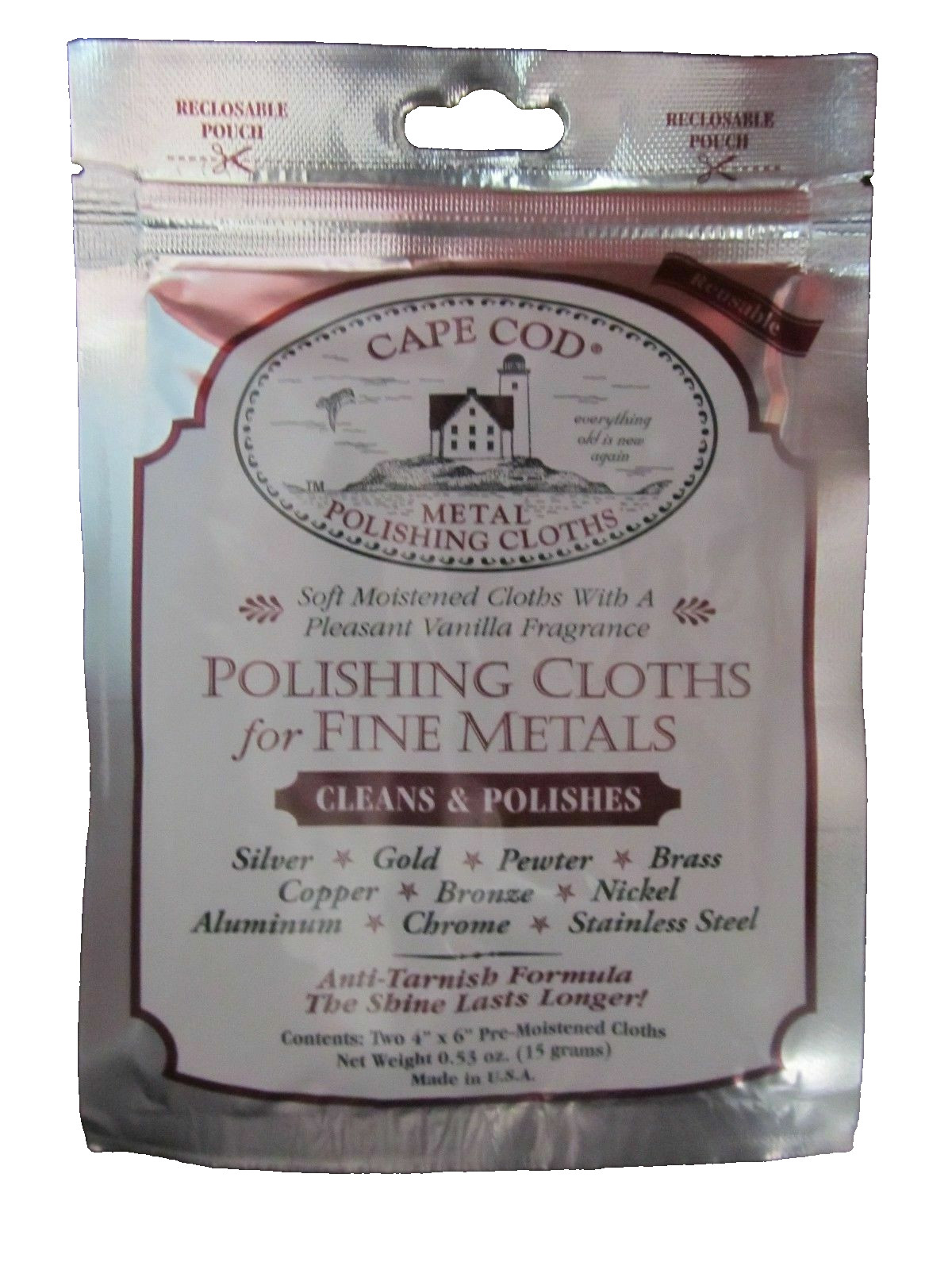 Cape Cod metal Polishing Cloths Package of 2. #88821 NEW