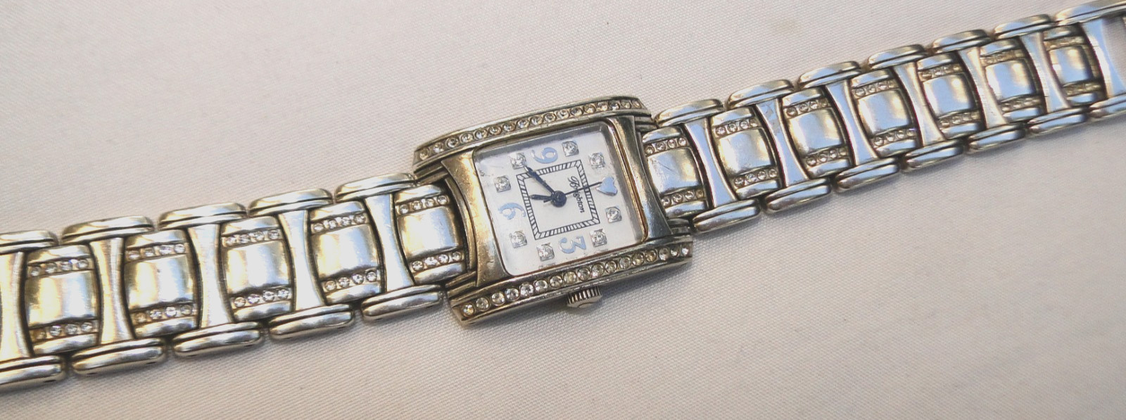 Brighton Turin Silver & Crystal Fold Over Closure Wrist Watch