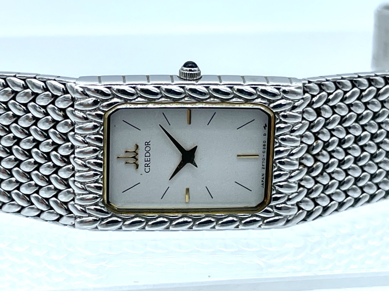 Near MINT Vintage SEIKO Credor Integral Quartz Ladies Watch White Dial 2F70-5341