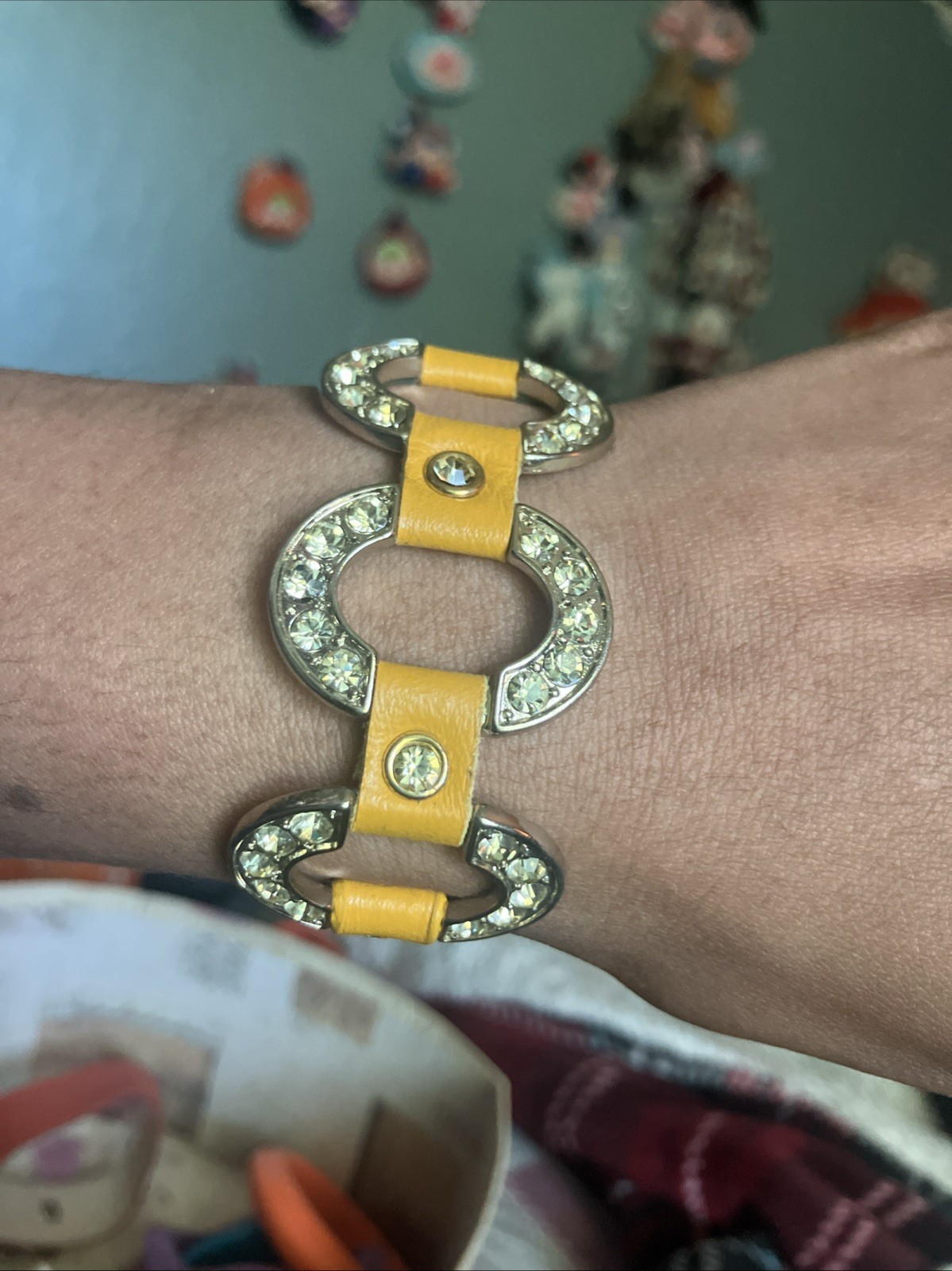 Natasha Leather Gemstone Mustard Yellow bracelet