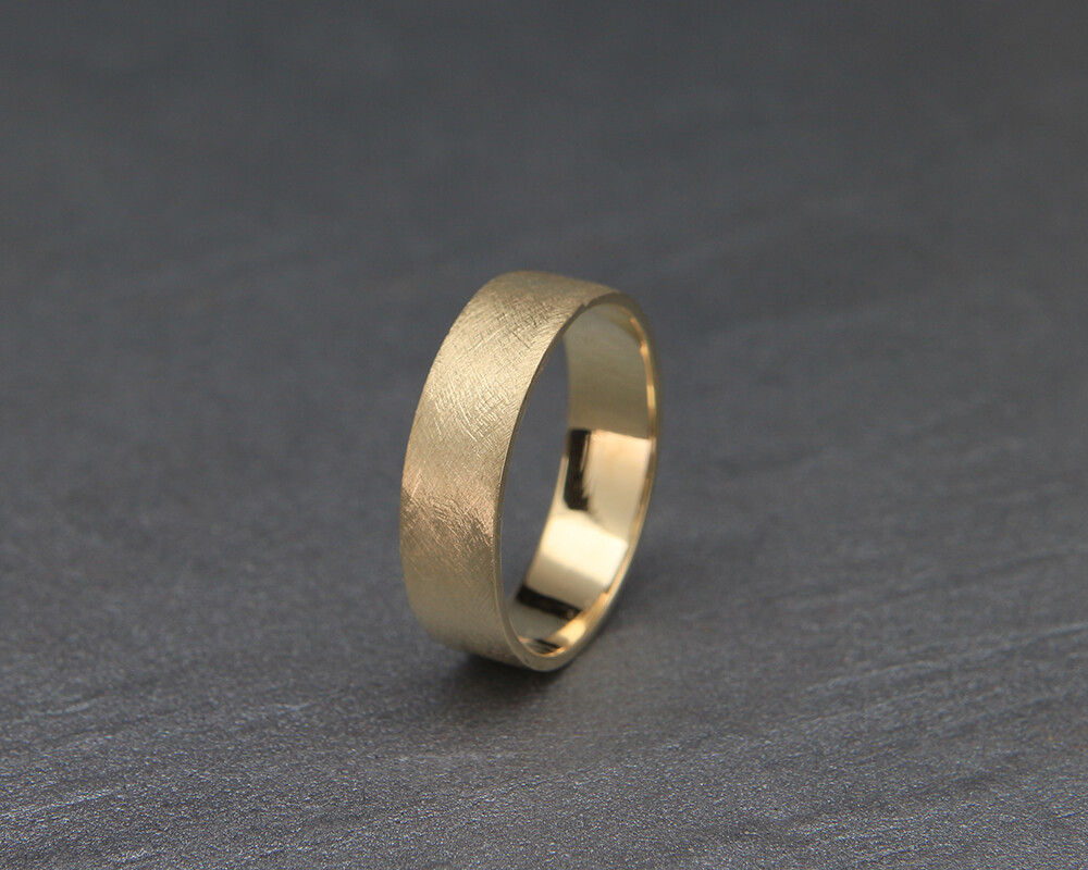 14K Gold Rough Brushed Rustic Men Wedding Band | 3mm 4mm 5mm 6mm 7mm 8mm