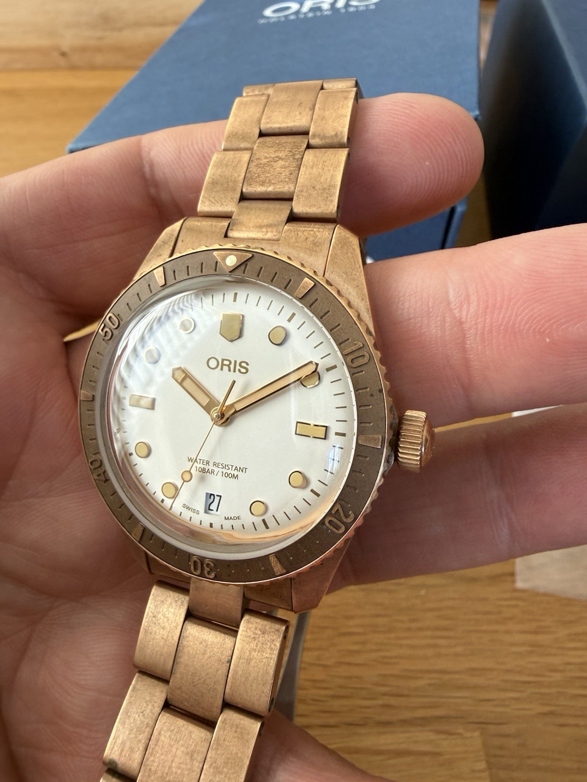 Oris Diver Sixty-Five Date Bronze White Dial Watch 01 733 7771 3151-07 8 19 15