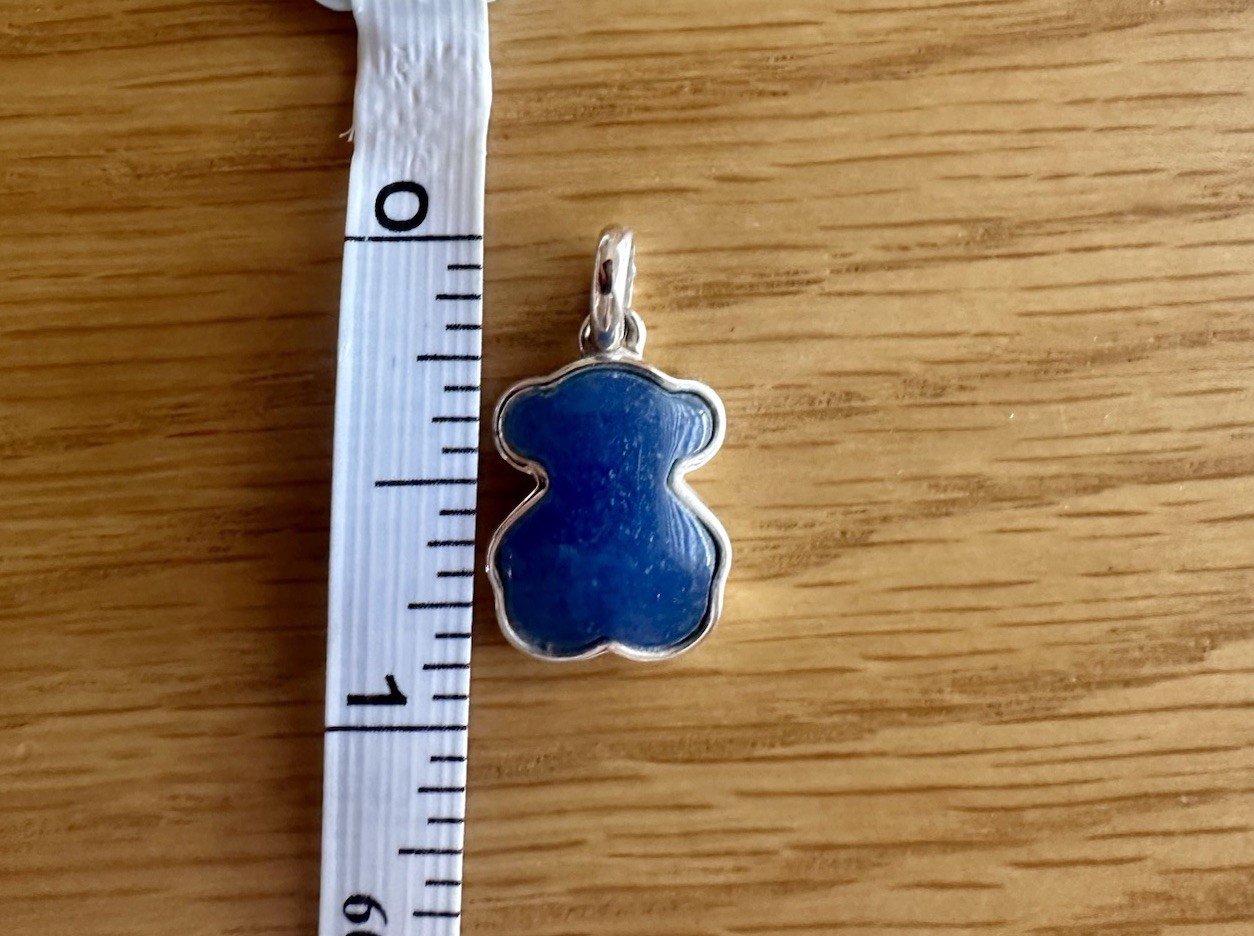 TOUS Sterling Silver 925 & Blue Dumortierite Bear Pendant