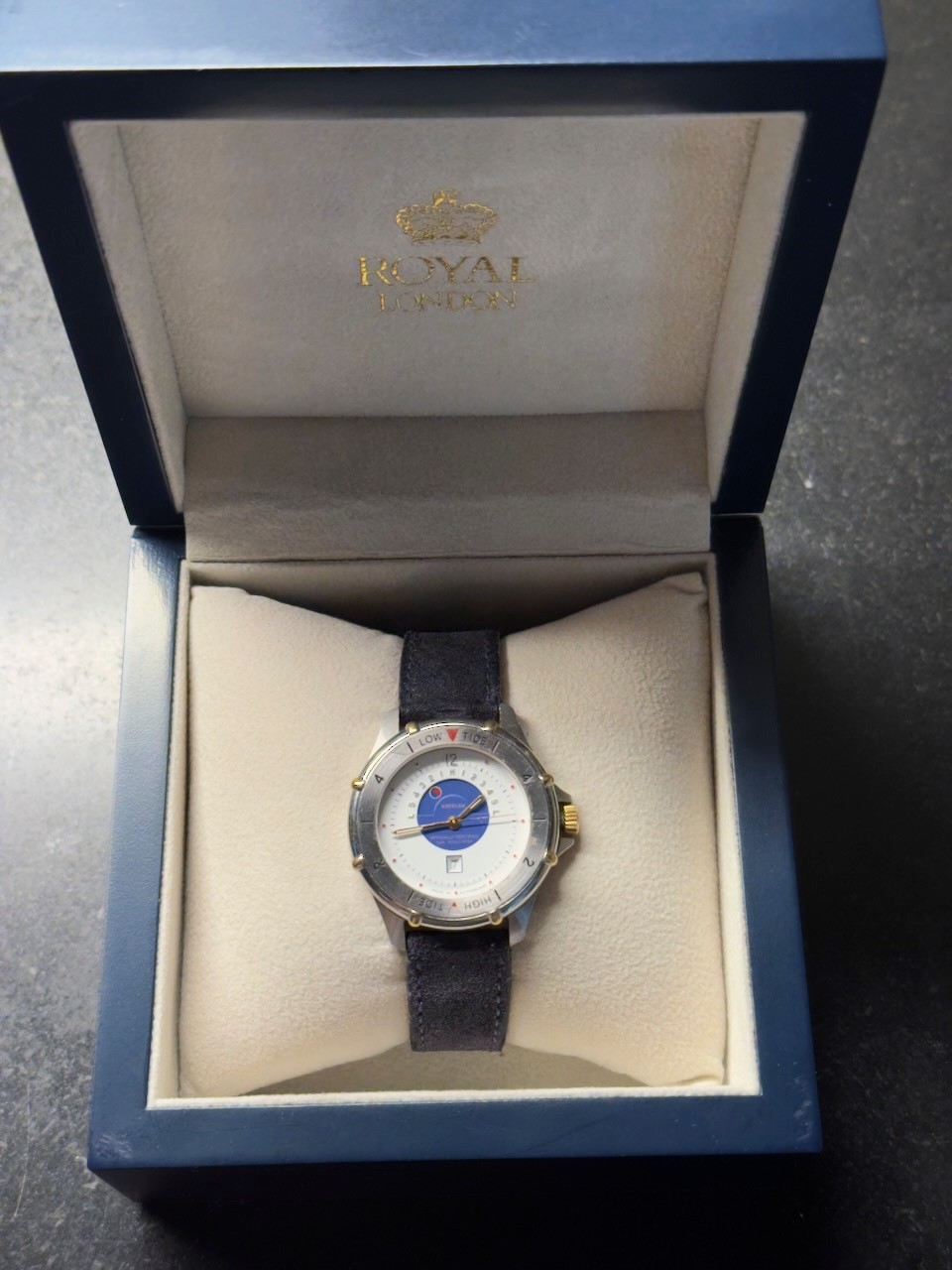 Krieger Tidal Chronometer 7 Jewels Swiss Quartz Mens Watch w/Box Classic Vintage
