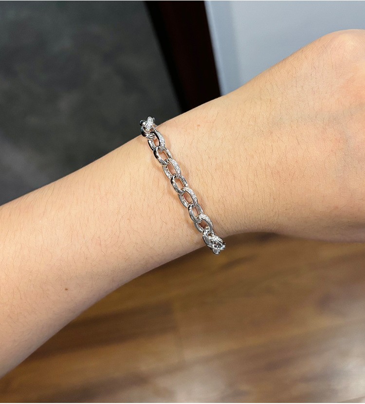 REAL VVS1 Moissanite Rolo Link Chain Bracelet – Men Women – 925 Sterling Silver