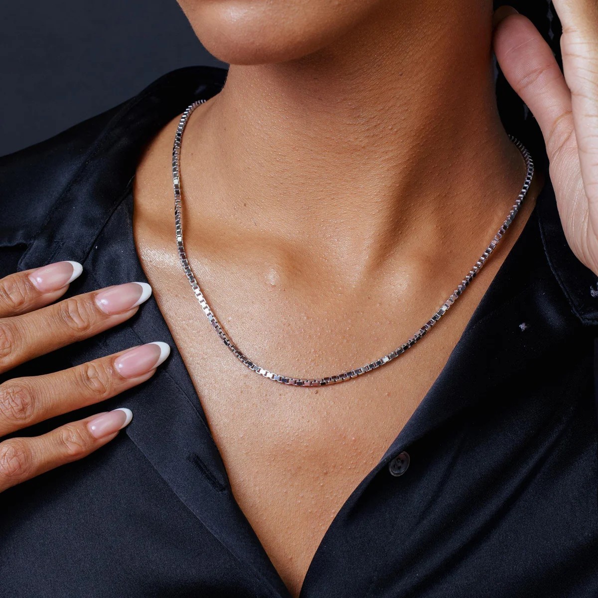 .925 Sterling Silver Box Chain 0.6mm-3.1mm Rhodium Plated High Polish 16″-30″