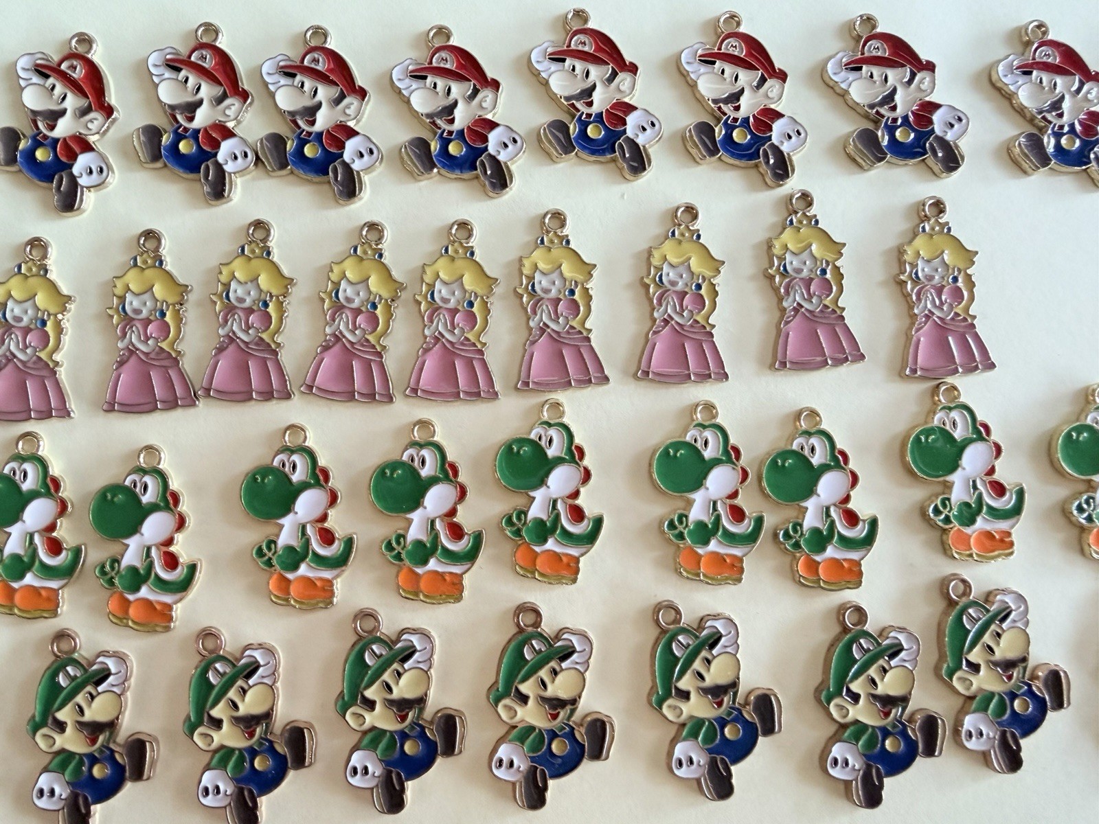 Lot of 36 Mario Video game character metal enamel necklace jewelry charm Pendant