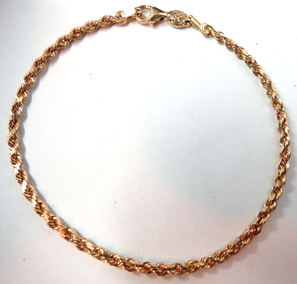 BOLIVIA 14K (585) YELLOW SOLID GOLD ROPE CHAIN BRACELET 7 1/4″ & 2.3mm 1.8 gr ο