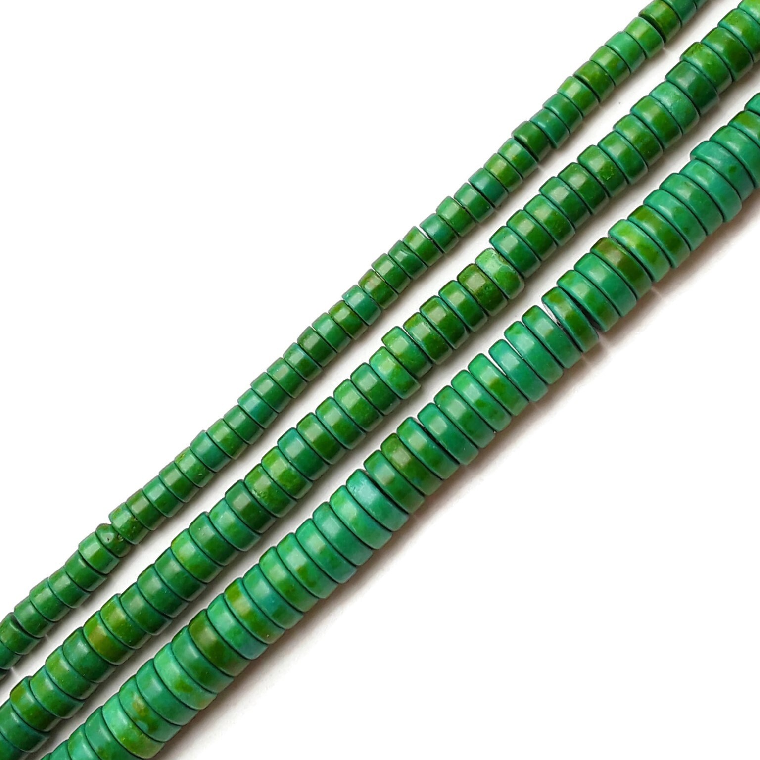 Dark Green Turquoise Heishi Discs Beads 2x3mm 2x4mm 3x4mm 3x6mm 15.5″ Strand
